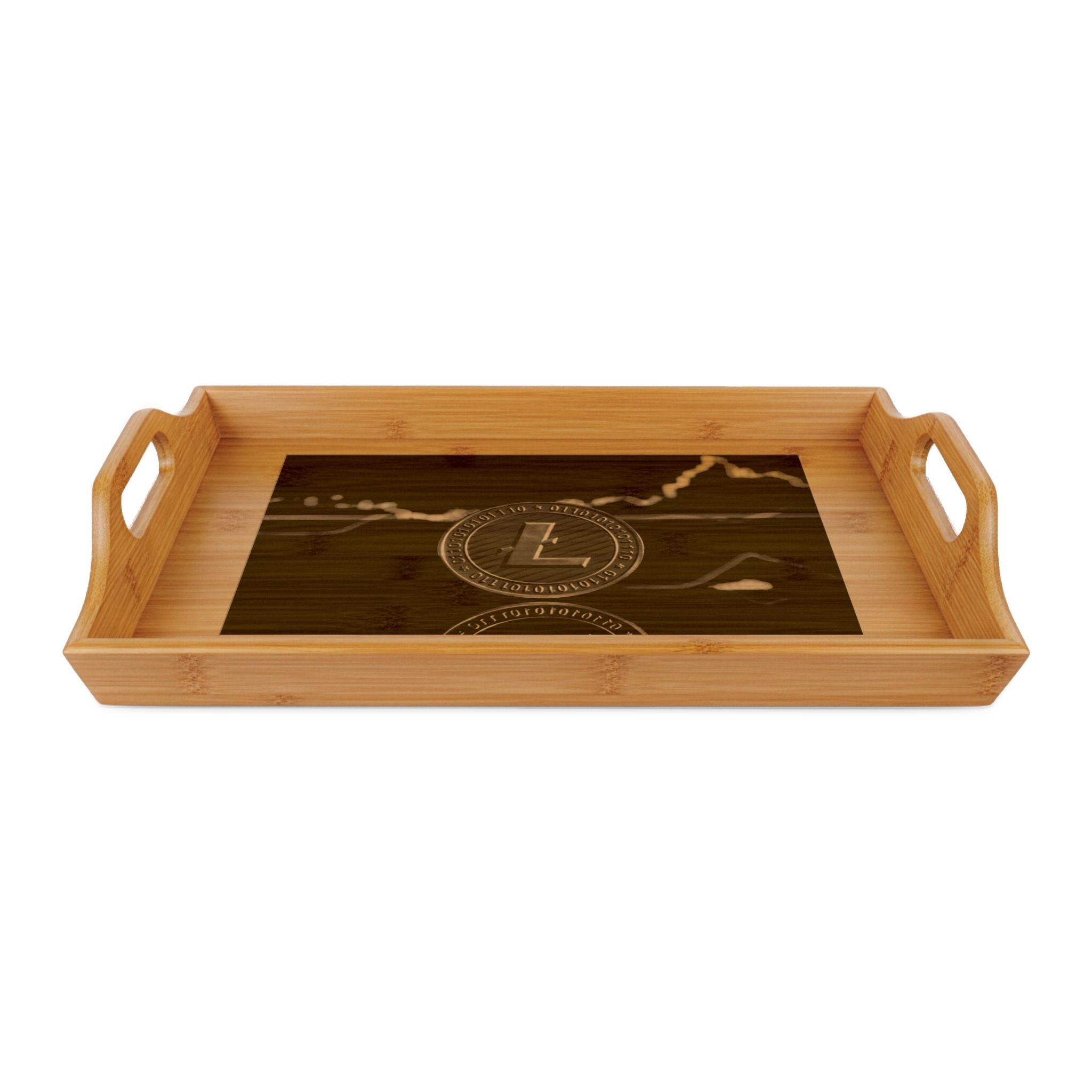 Litecoin Crypto Engraved Bamboo Serving Tray | Cryptocurrency Logo