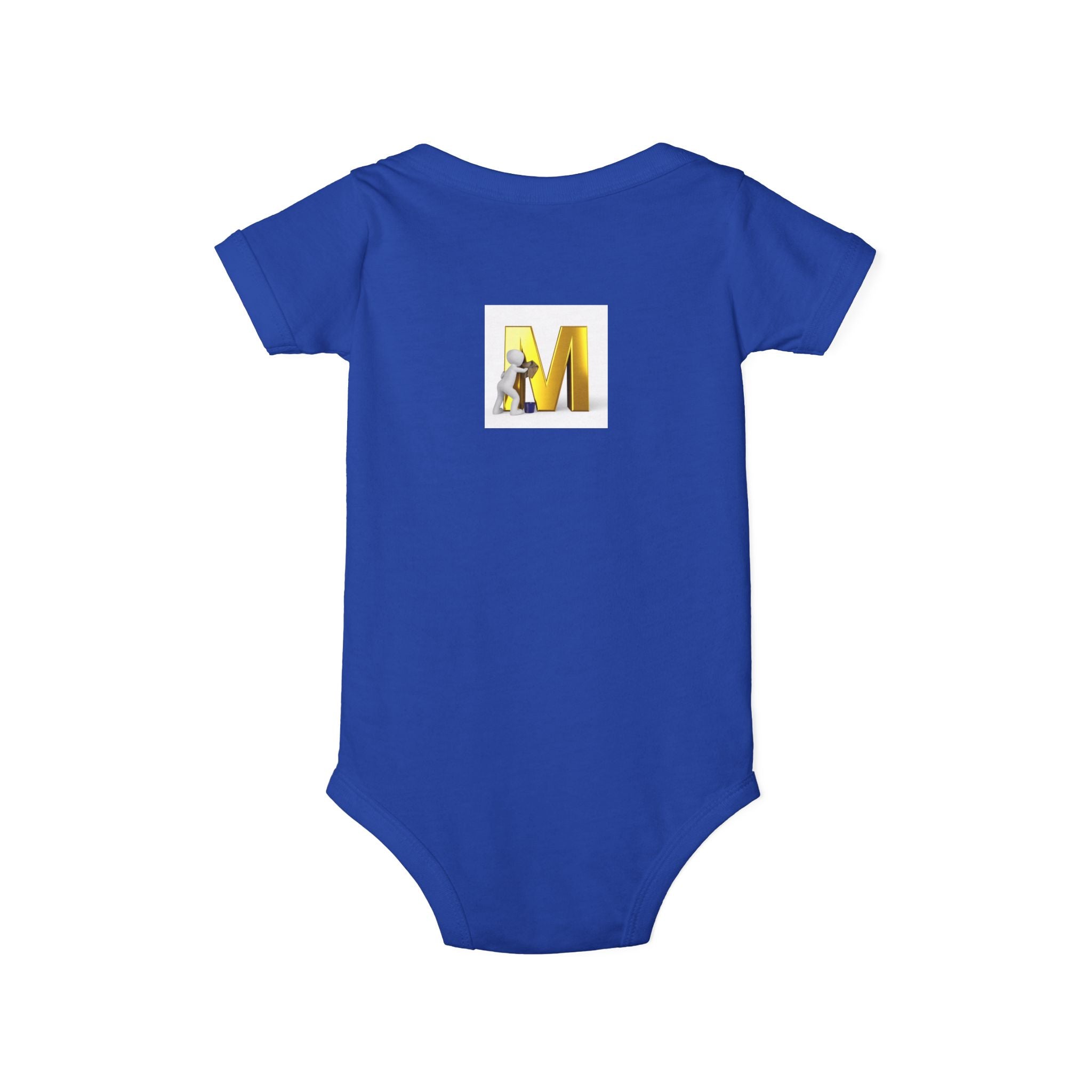 Yellow Letter M with Mouse Onesie | Baby Monogram Initial Infant Bodysuit