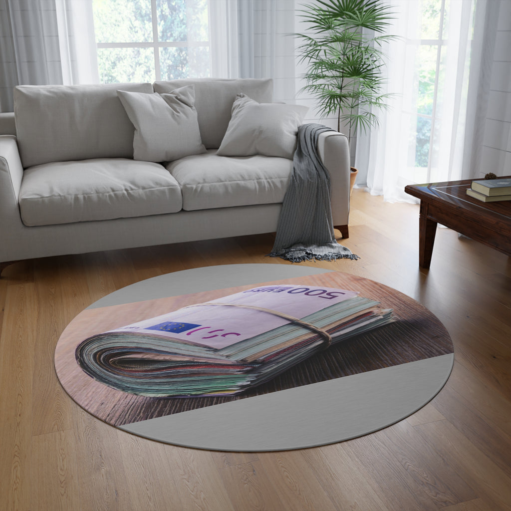Stack of Euro Banknotes Round Rug | Money Print Home Decor