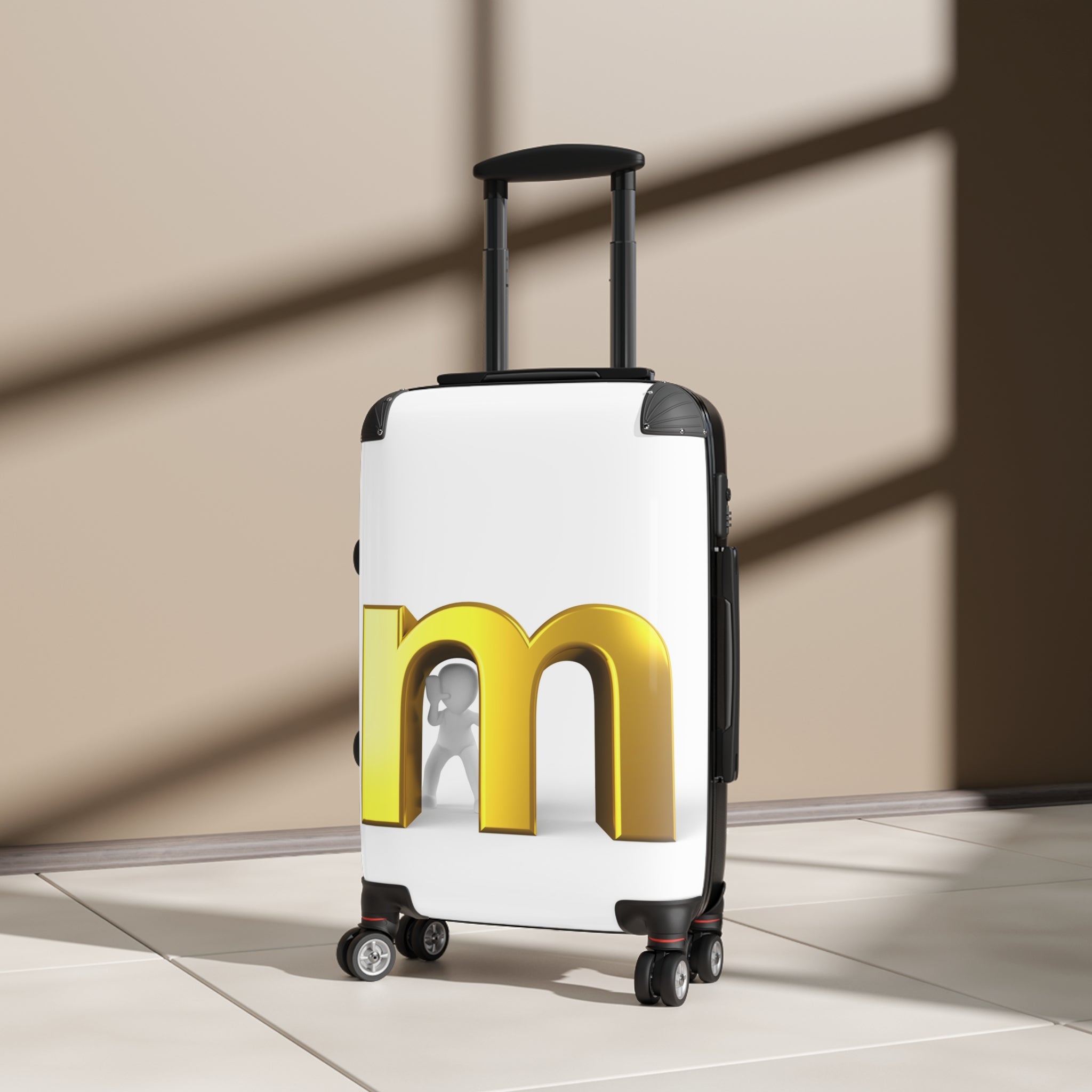 Gold Letter M Monogram Suitcase | Personalized Initial Luggage