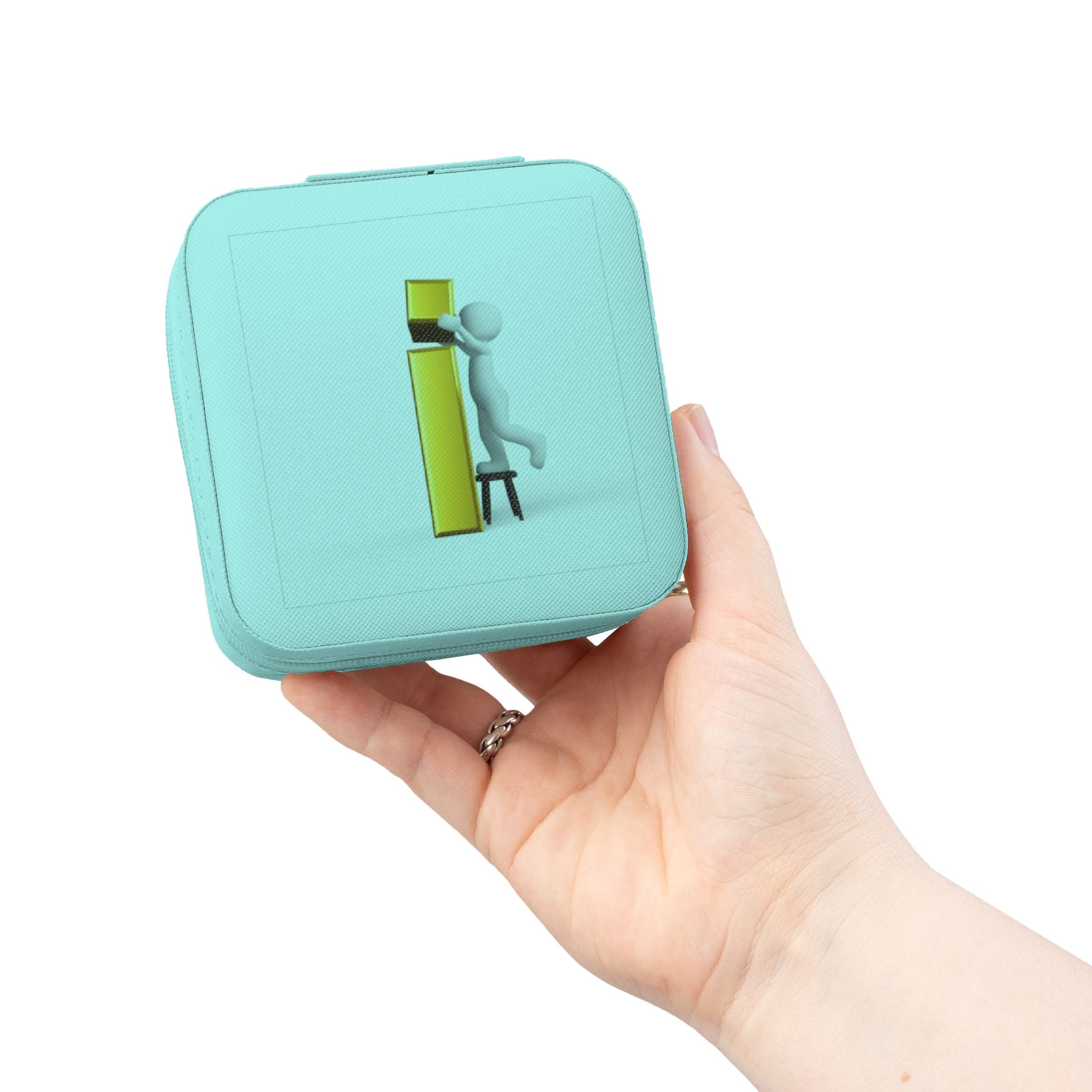 Minimalist 3D Figure Monogram Jewelry Travel Case | Compact Velvet Organizer