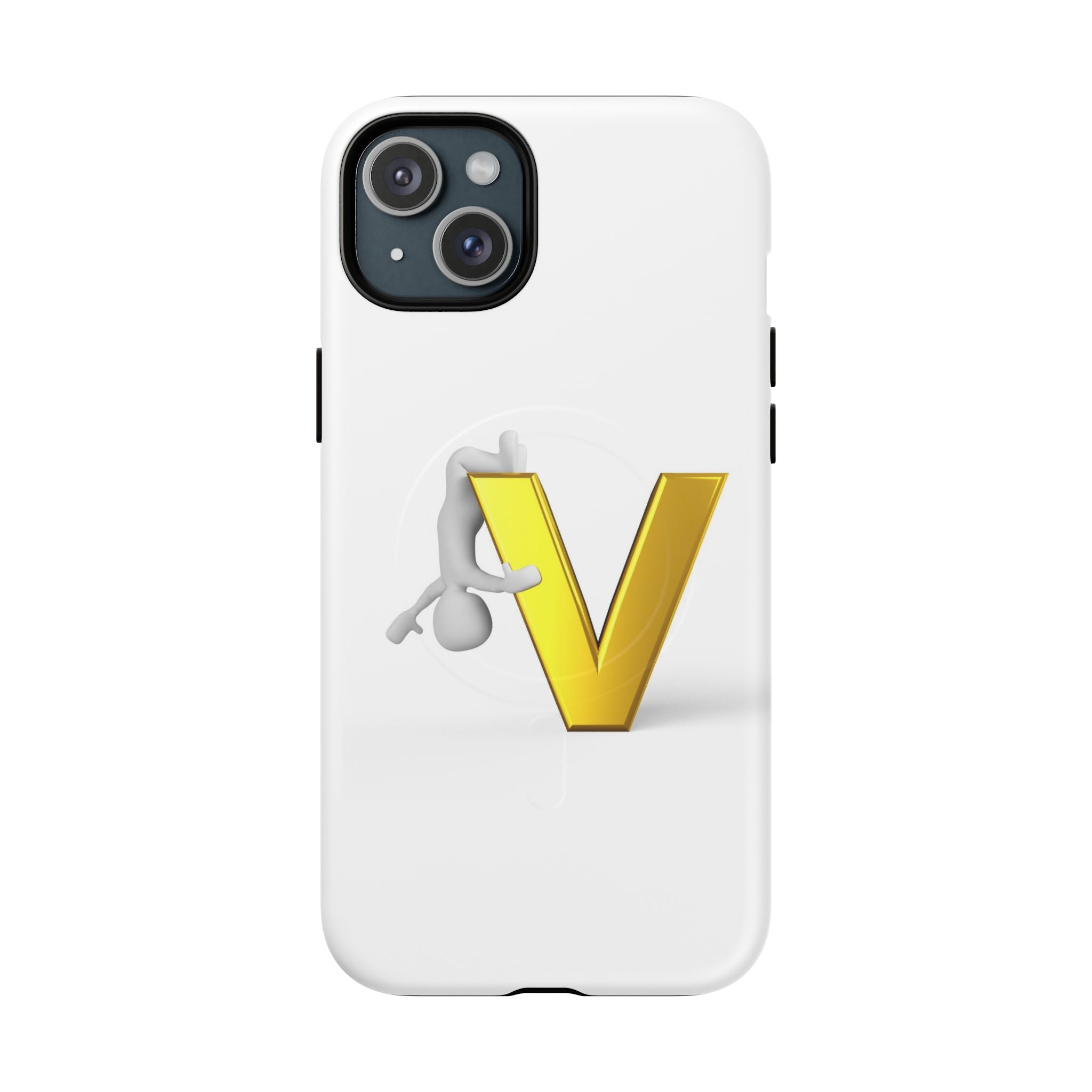 Coque de téléphone aimantée résistante 3D lettre V jaune | Coque iPhone Monogramme V