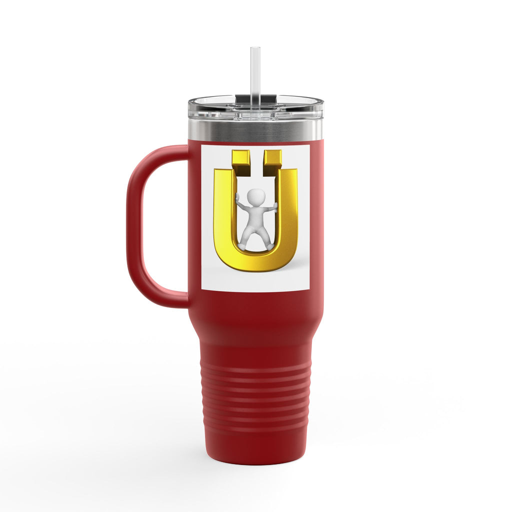 Golden Letter Ü with Figure 40oz Travel Mug | Insulated Tumbler