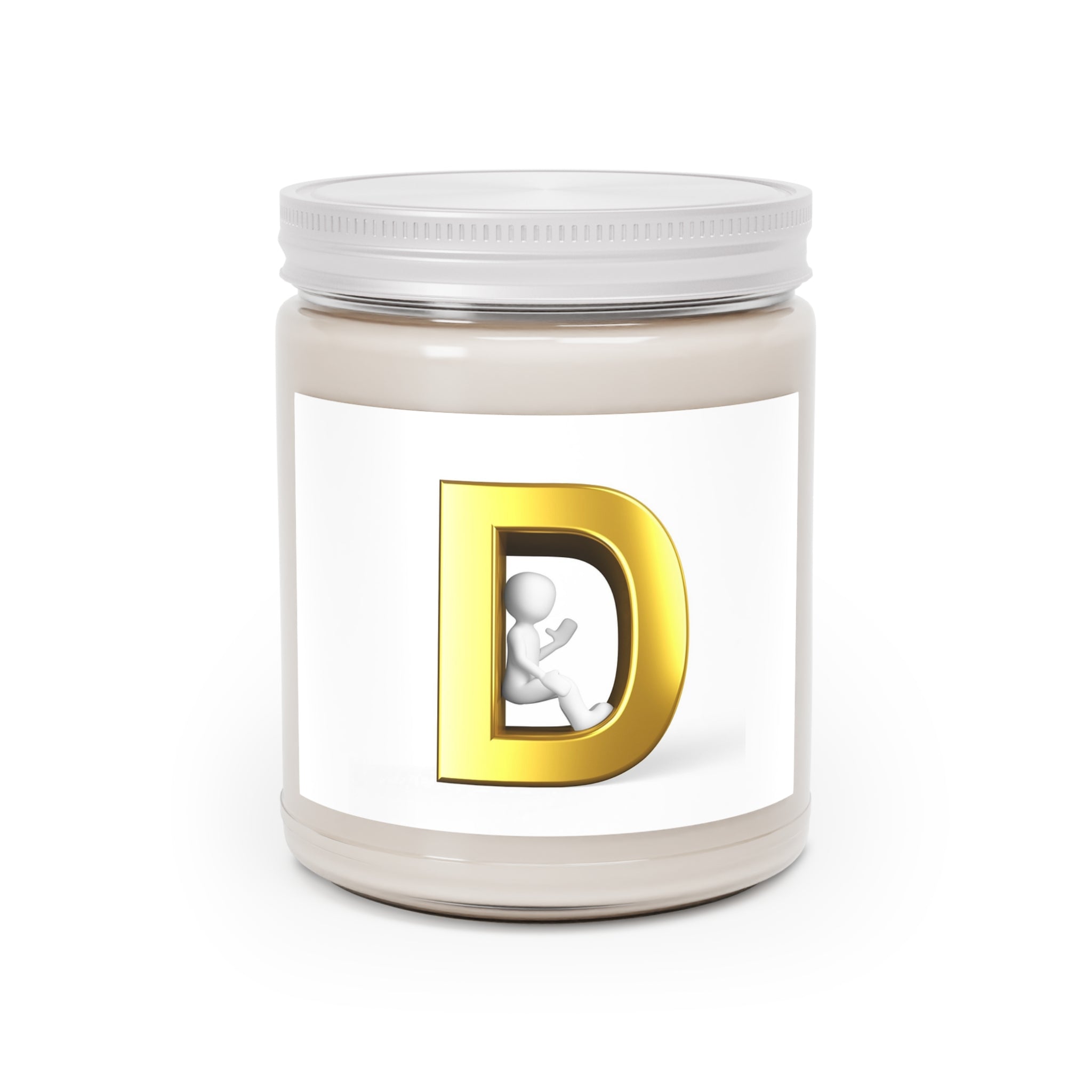 Bougie Monogramme Lettre D Dorée 9oz Cire de Soja en Pot | Bougie Personnalisée Initiale