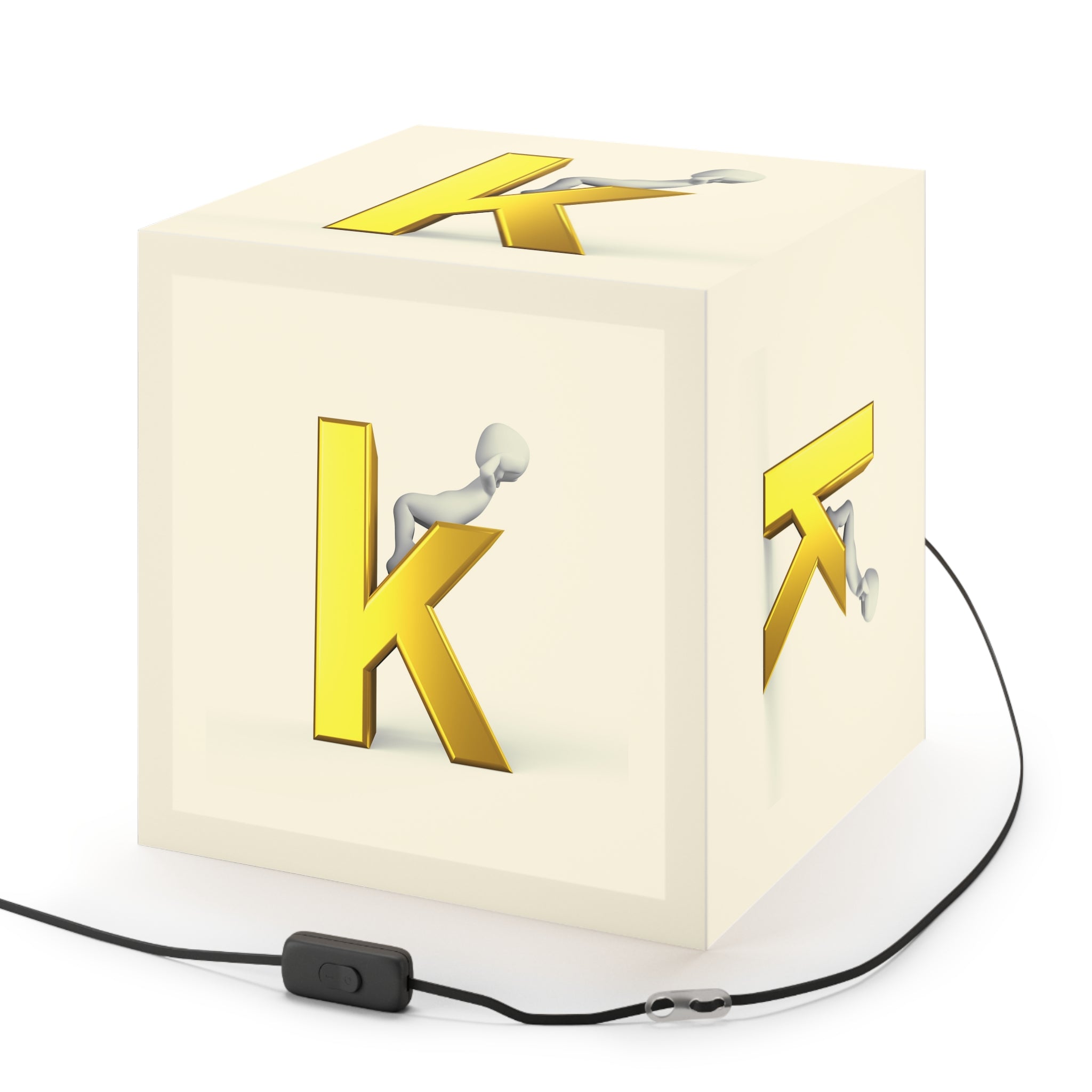 Golden K Initial Cube Lamp | Light Cube Lamp, Monogram Home Decor
