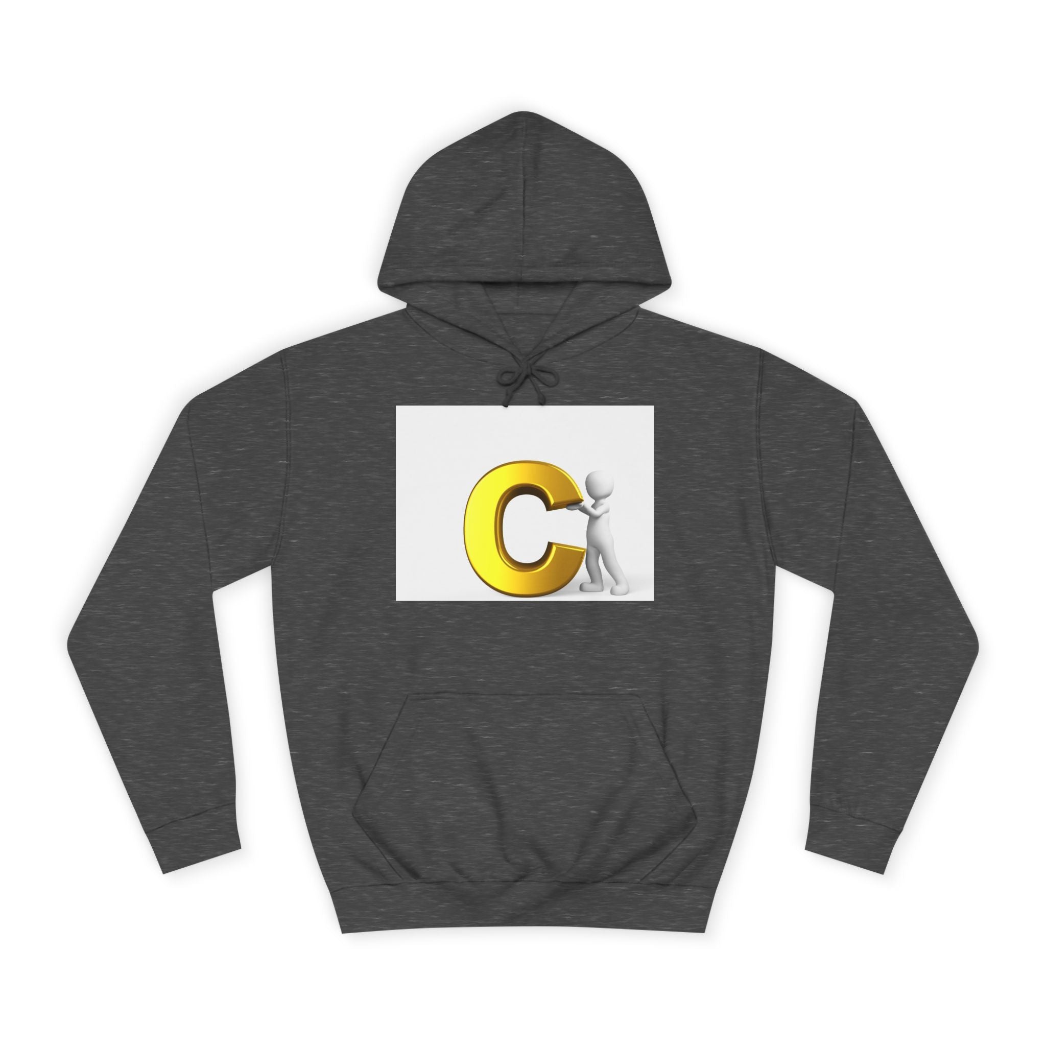 Sweat à capuche jaune 3D lettre C avec personnage | Sweat-shirt monogramme initial