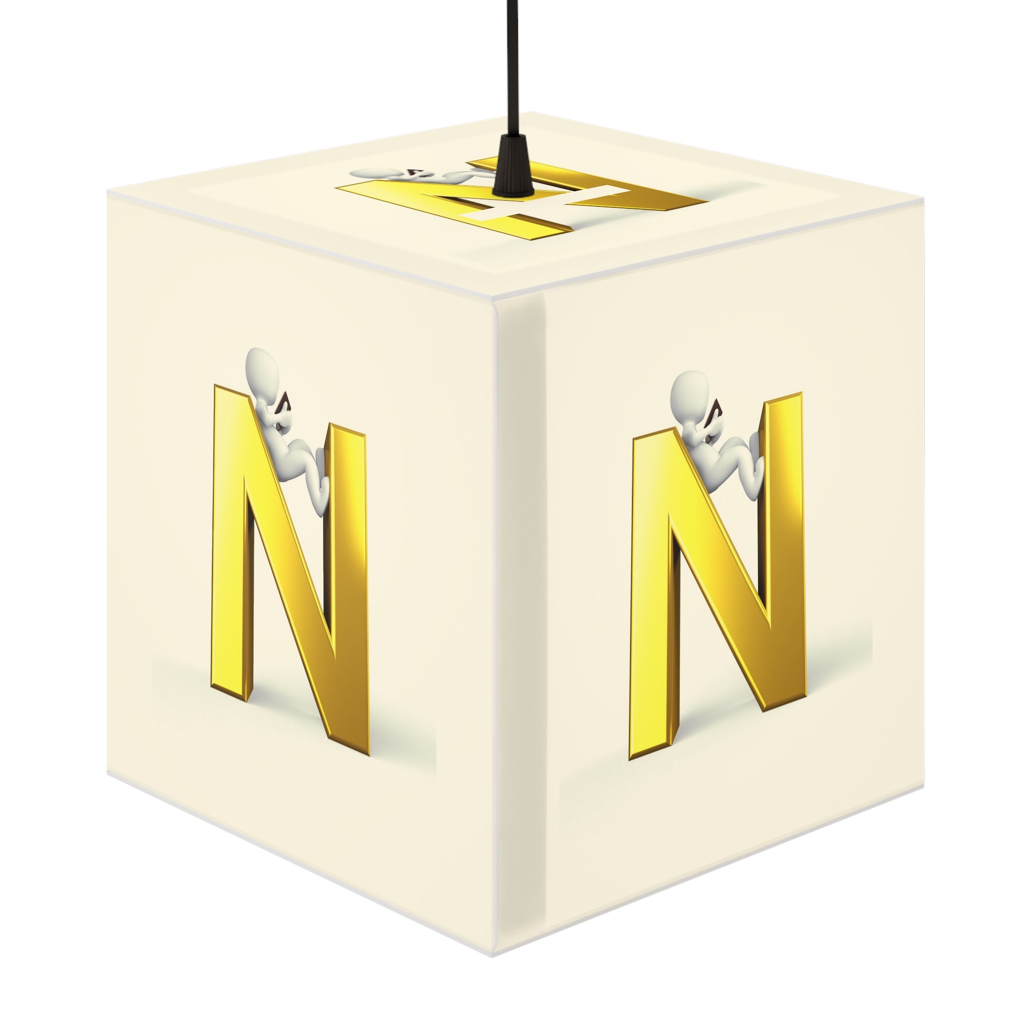 Gold Letter N Cube Lamp | Initial Monogram Light Cube