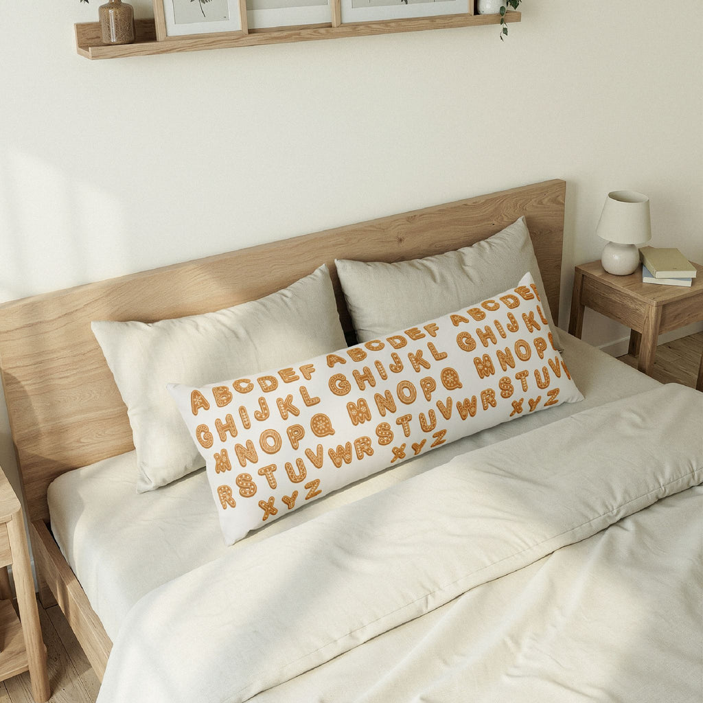 Alphabet Cookie Pattern Body Pillow | Gingerbread Letters Pillowcase