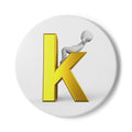 Yellow 3D Letter K with Figure Ceramic Coaster | Monogram Initial Coaster