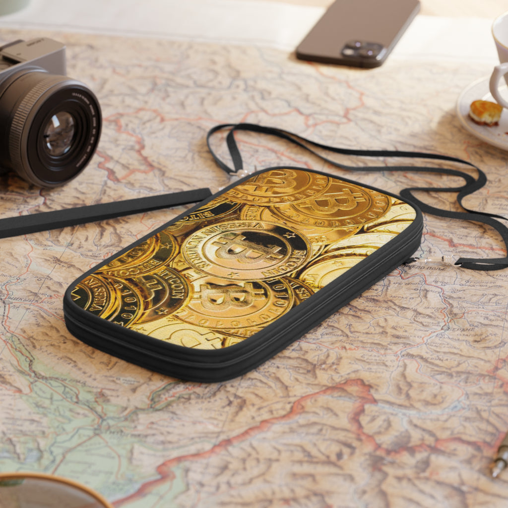 Bitcoin Coin Pattern Passport Wallet | Cryptocurrency Travel Accessory