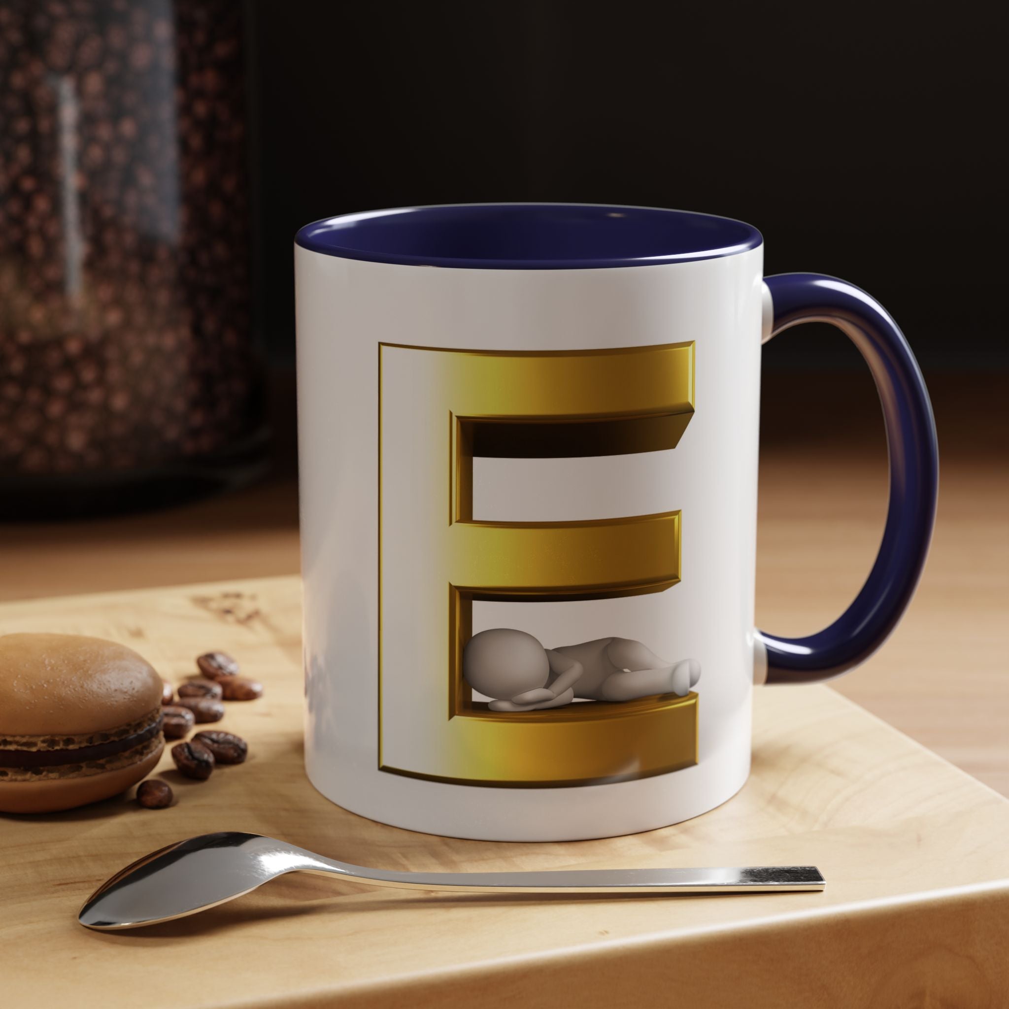 Gold 3D Buchstaben E Tasse | Akzent-Kaffeetasse