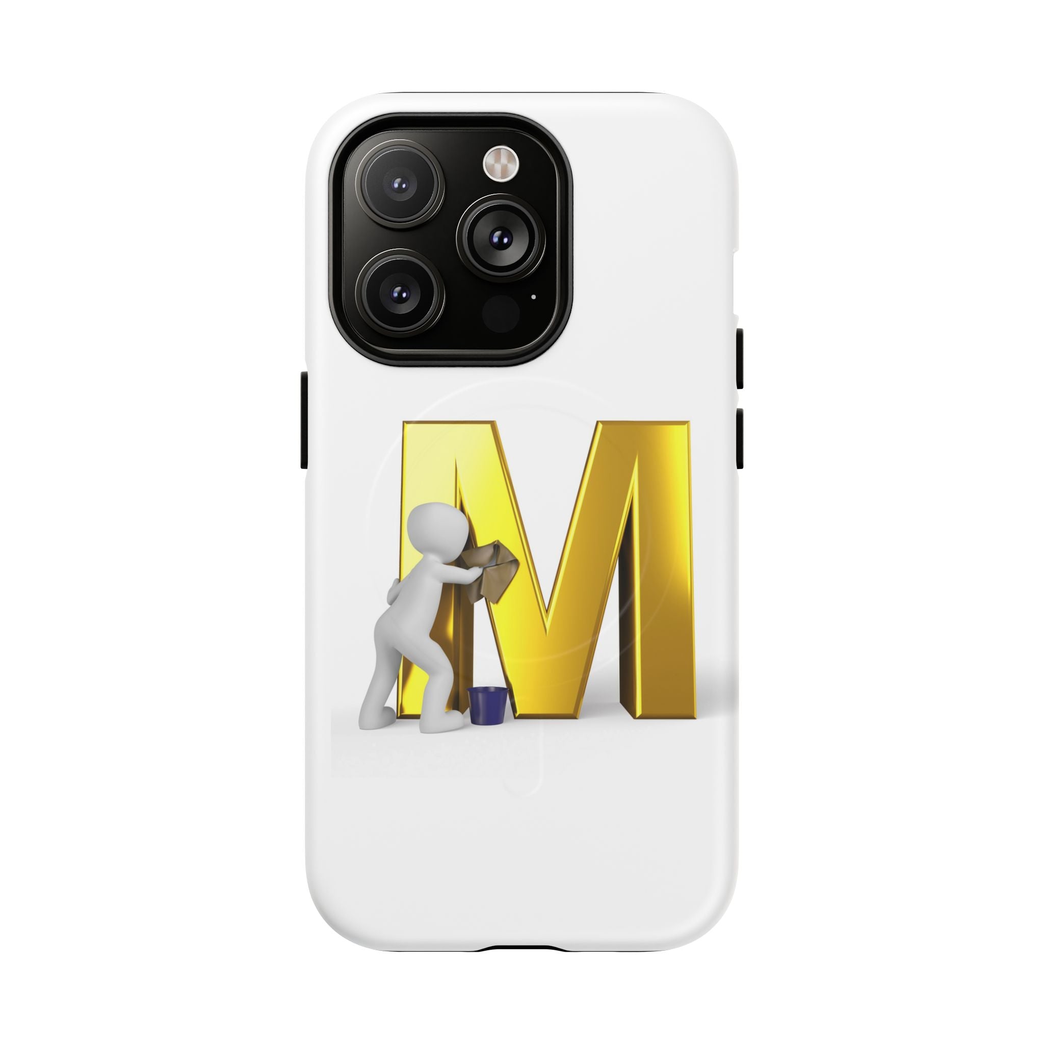 Coque de téléphone aimantée et robuste avec lettre M dorée | Coque magnétique résistante