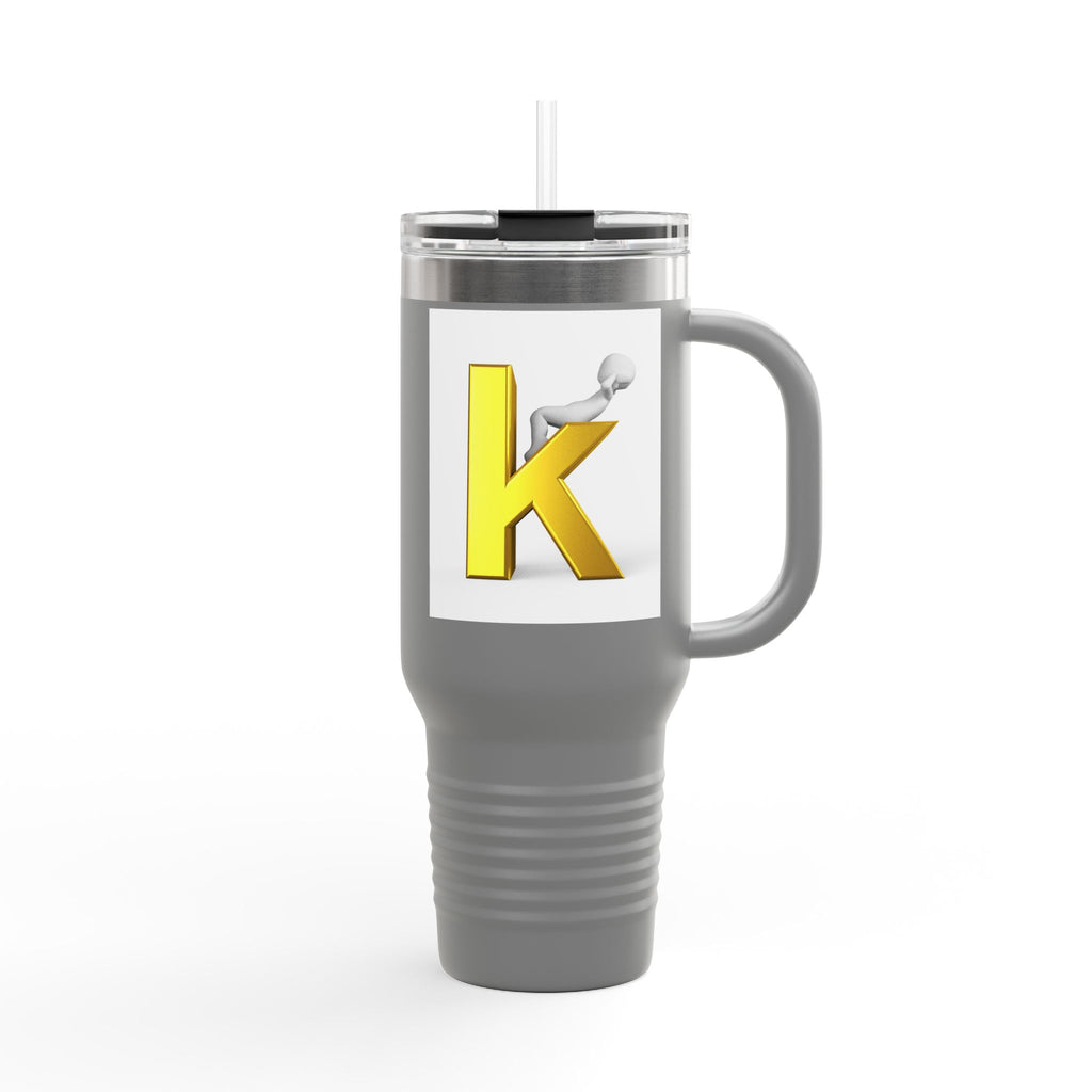 Yellow 3D Letter K Initial Travel Mug | 40oz Insulated Tumbler
