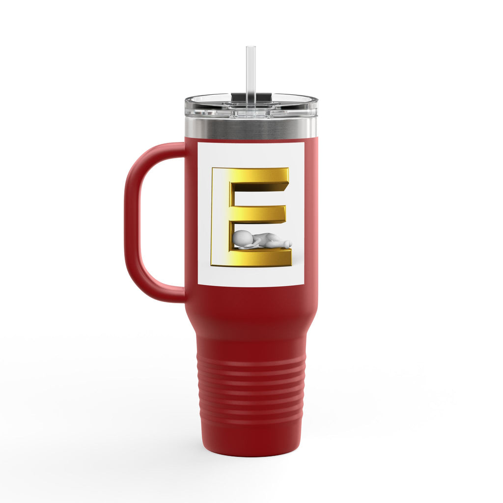 Gold Letter E Monogram Travel Mug | 40oz Insulated Tumbler