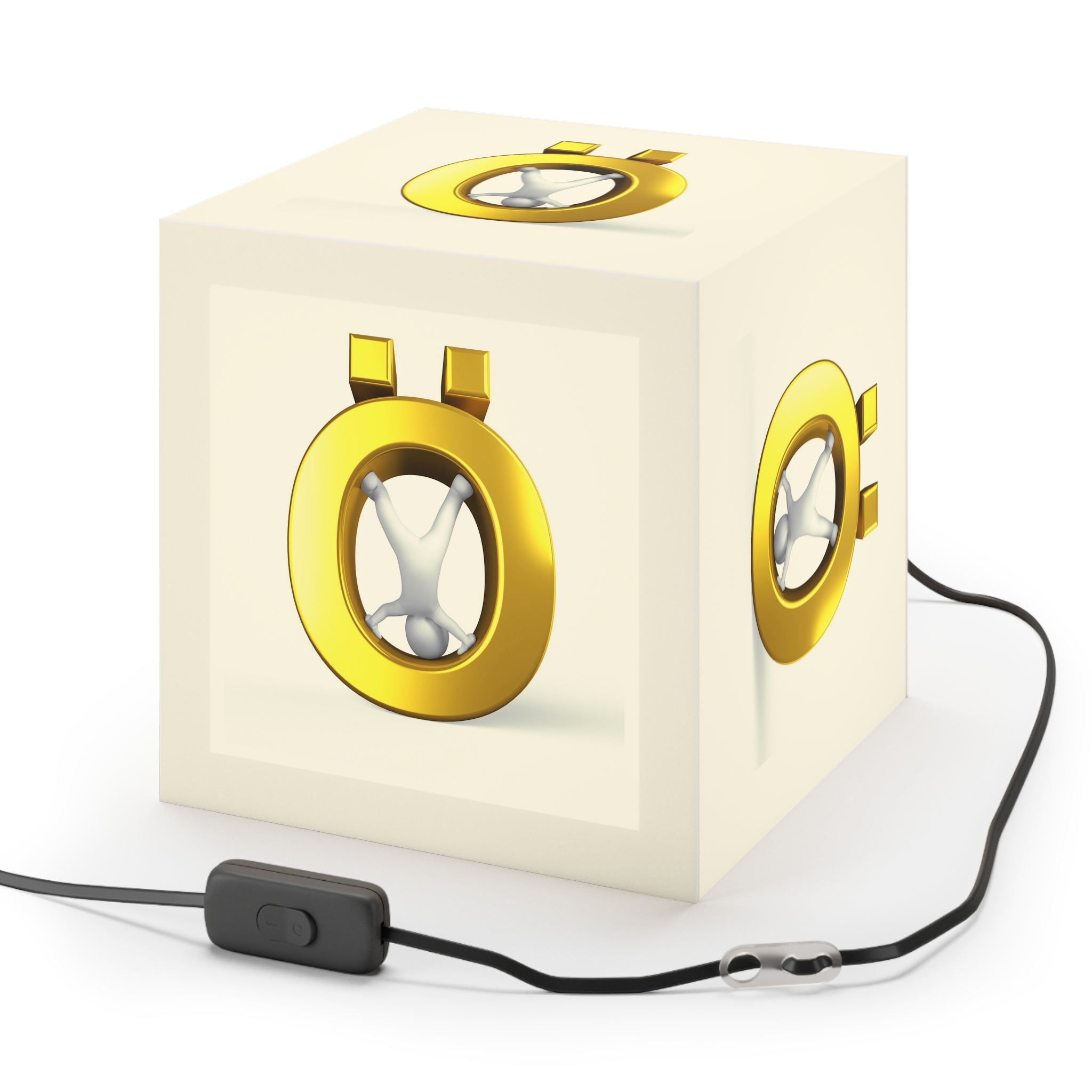 Golden Letter Ö Light Cube Lamp | Modern Minimalist Hanging Lamp