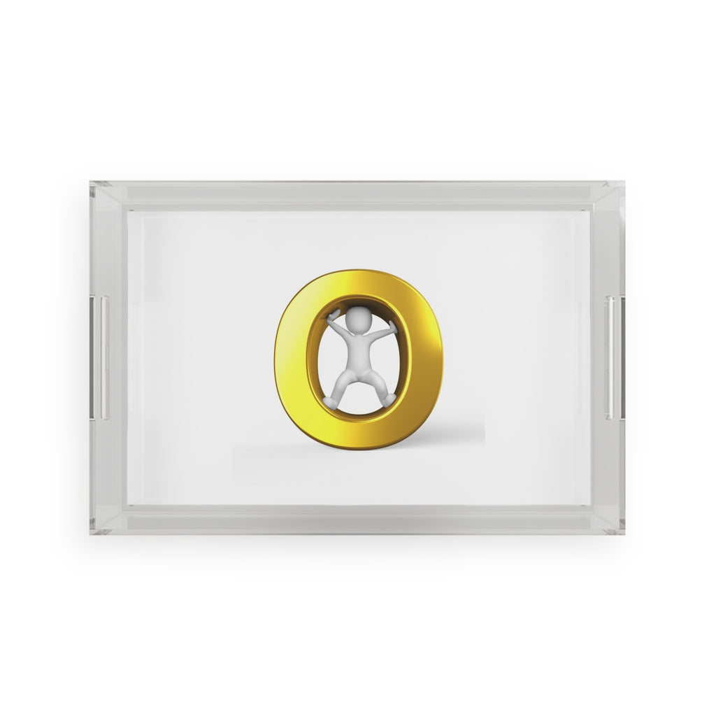 Gold Letter O Illustration Acrylic Serving Tray | Minimal Jewelry Motif