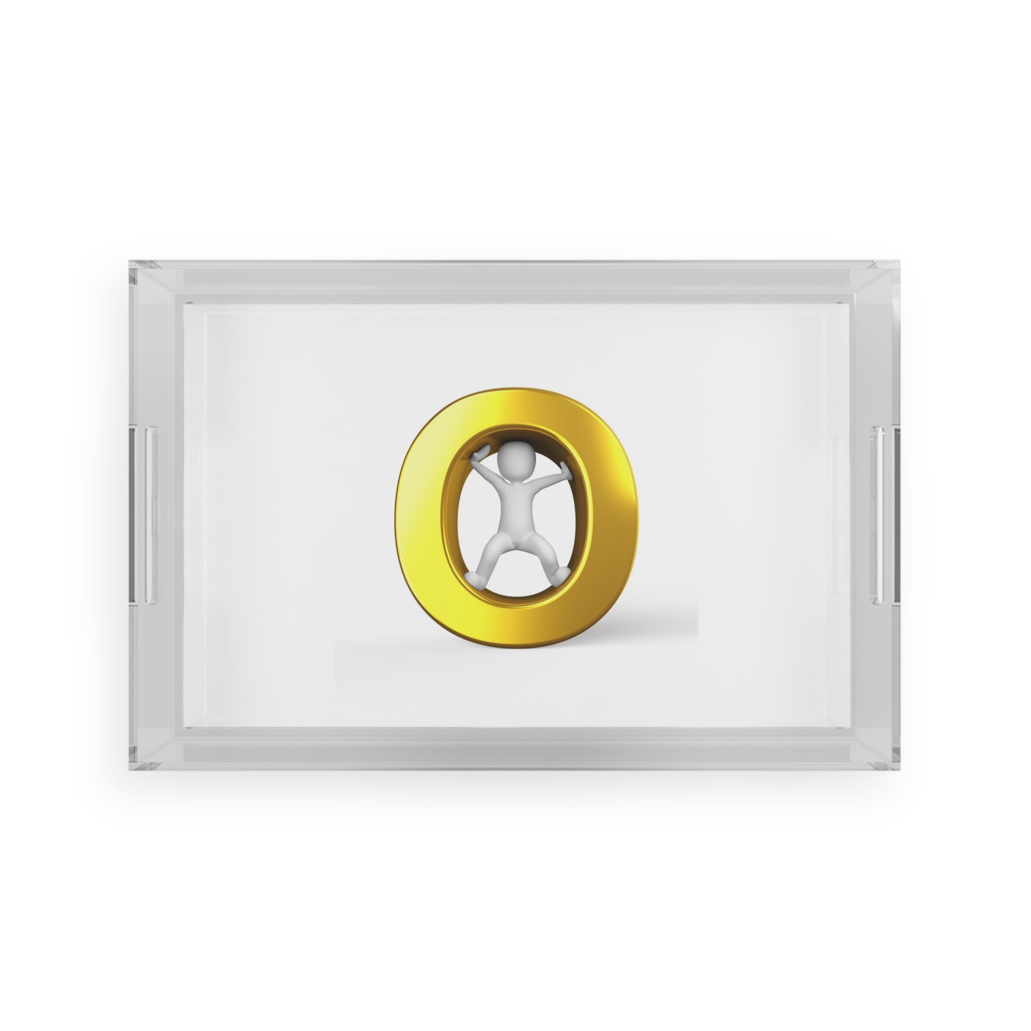 Gold Letter O Illustration Acrylic Serving Tray | Minimal Jewelry Motif