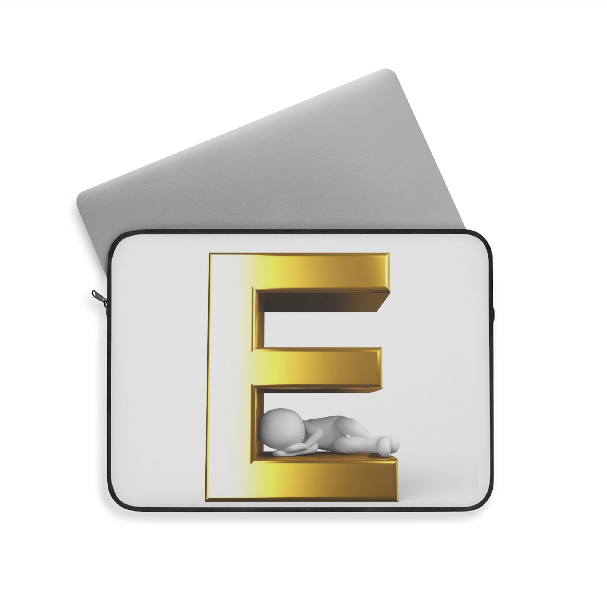 Gold Letter E Monogram Laptop Sleeve | 3D Initial Design