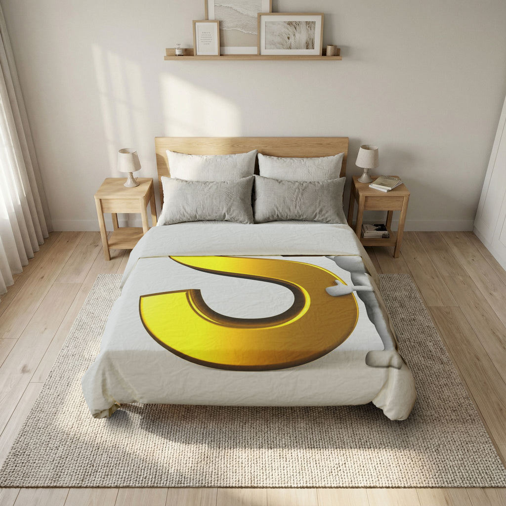 Gold Letter S Duvet Cover | Monogram Initial Bedding