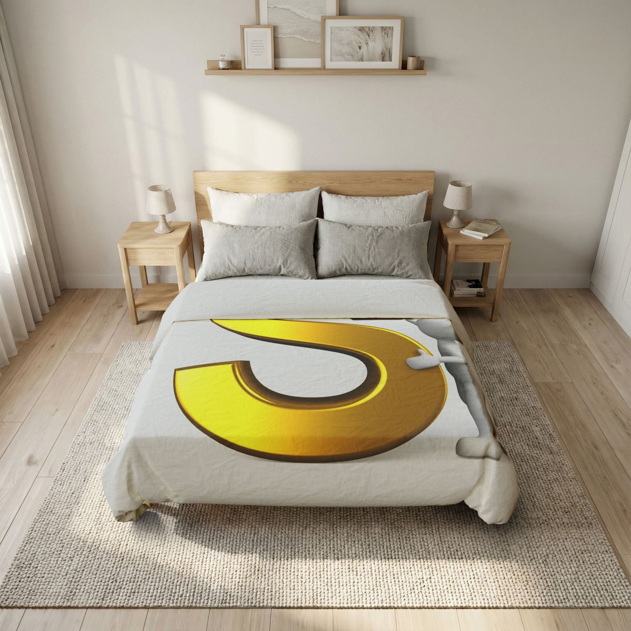 Gold Letter S Duvet Cover | Monogram Initial Bedding