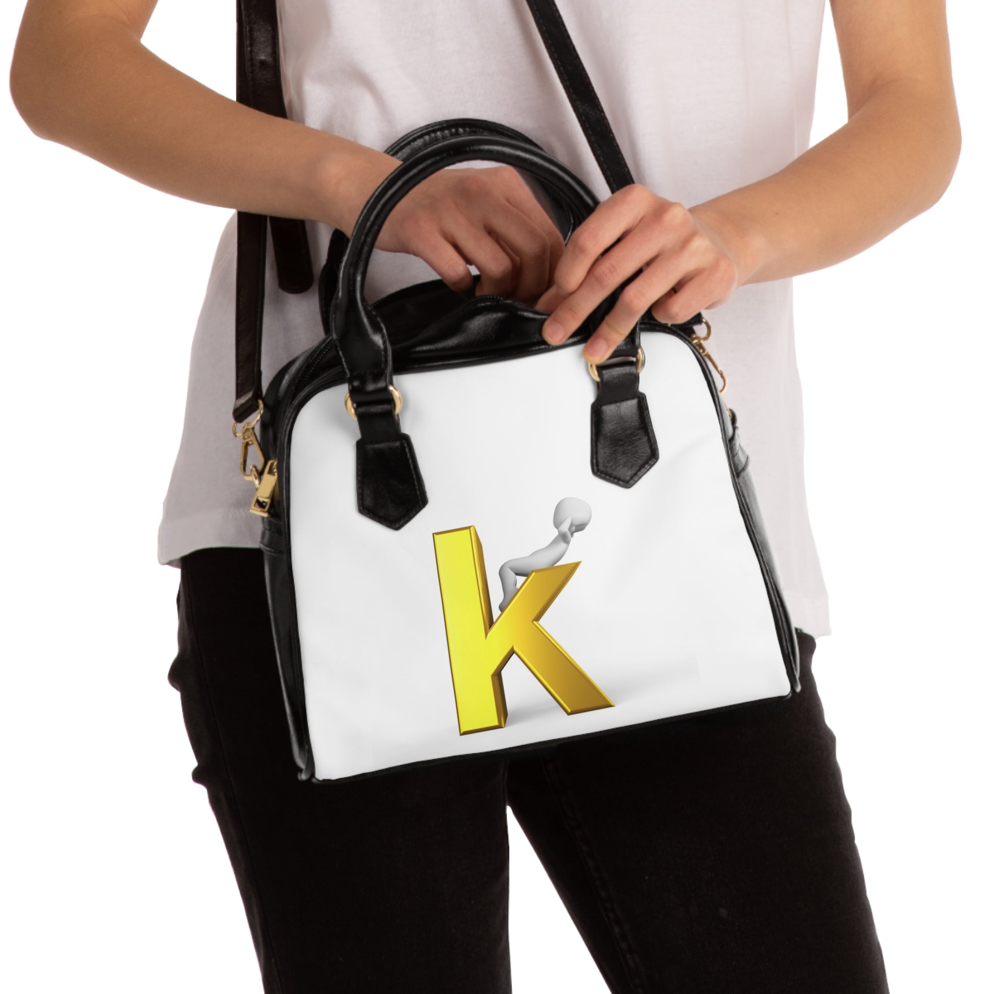 Gold Letter K Monogram Shoulder Handbag | Initial K Purse