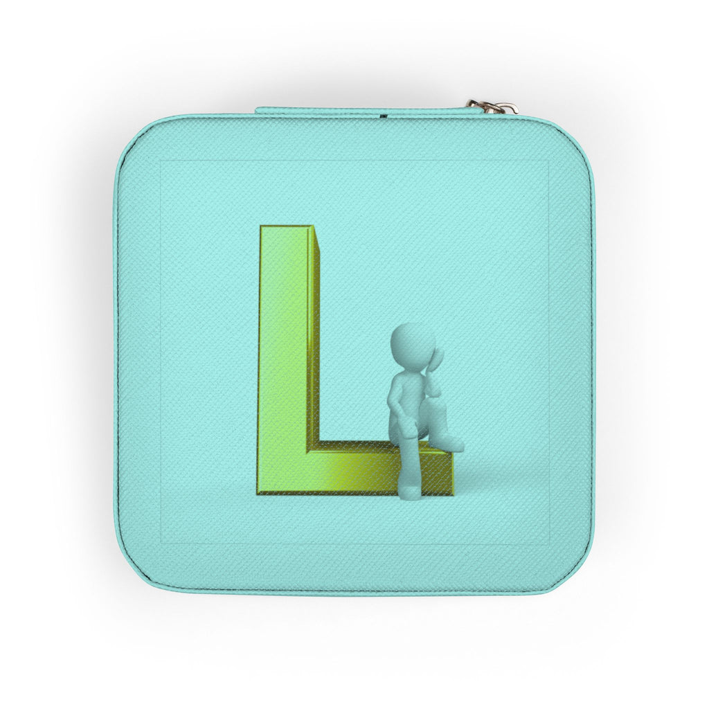Monogram L Initial Jewelry Travel Case | Compact Pink Ring Earring Organizer