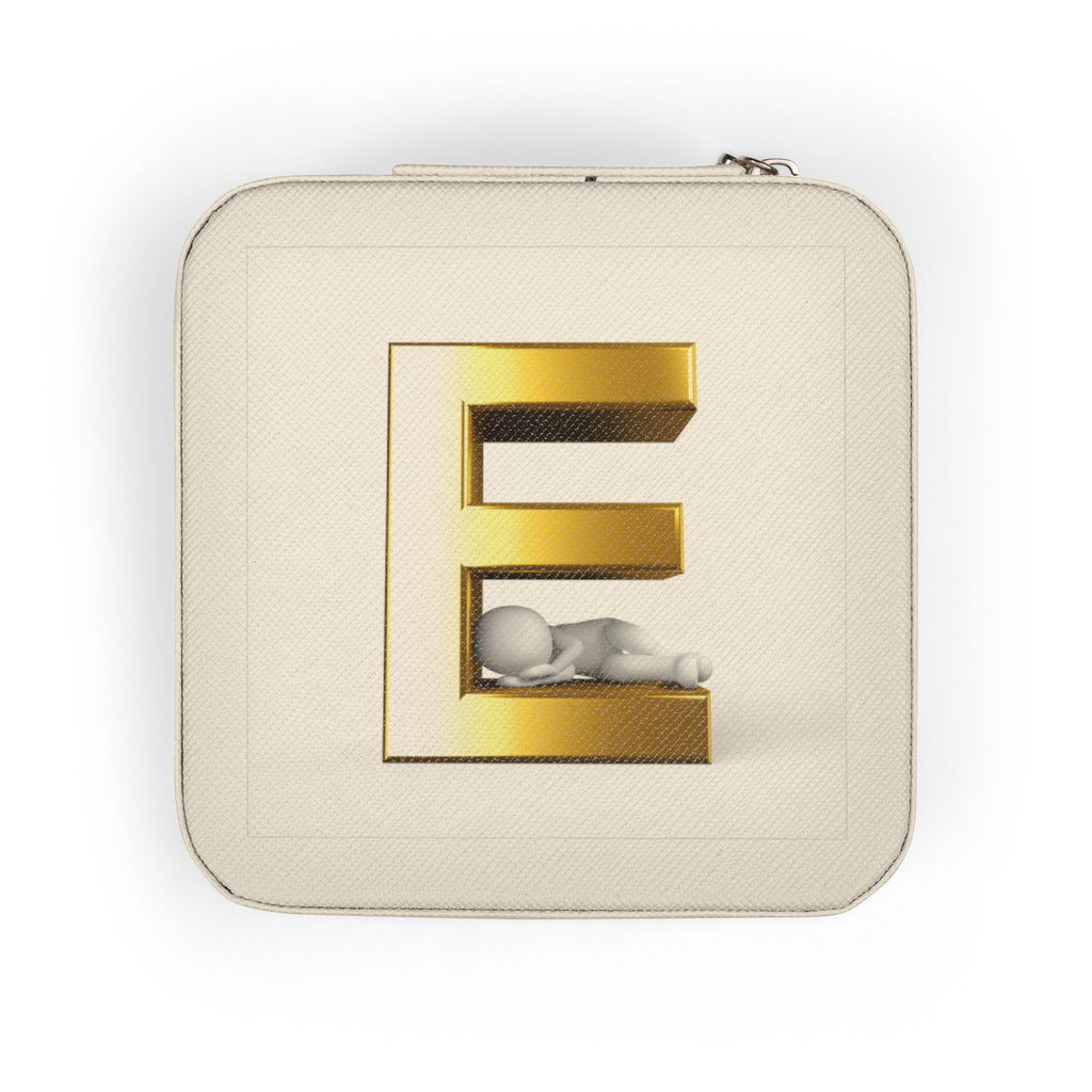 Monogram E Jewelry Travel Case | Compact Portable Trinket Organizer