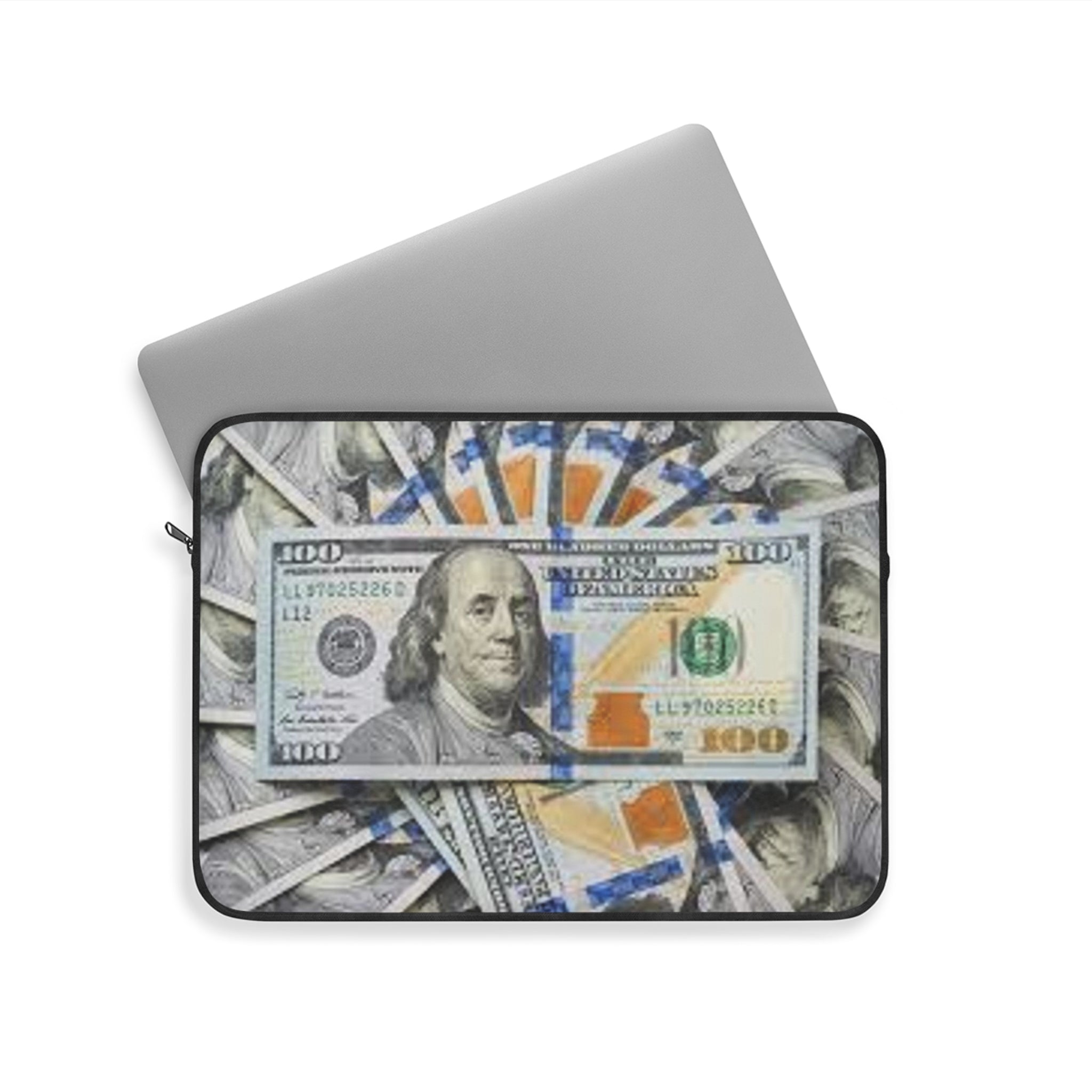 Stack of 100 Bills Laptop Sleeve | Money Cash Print | Benjamin Franklin Design