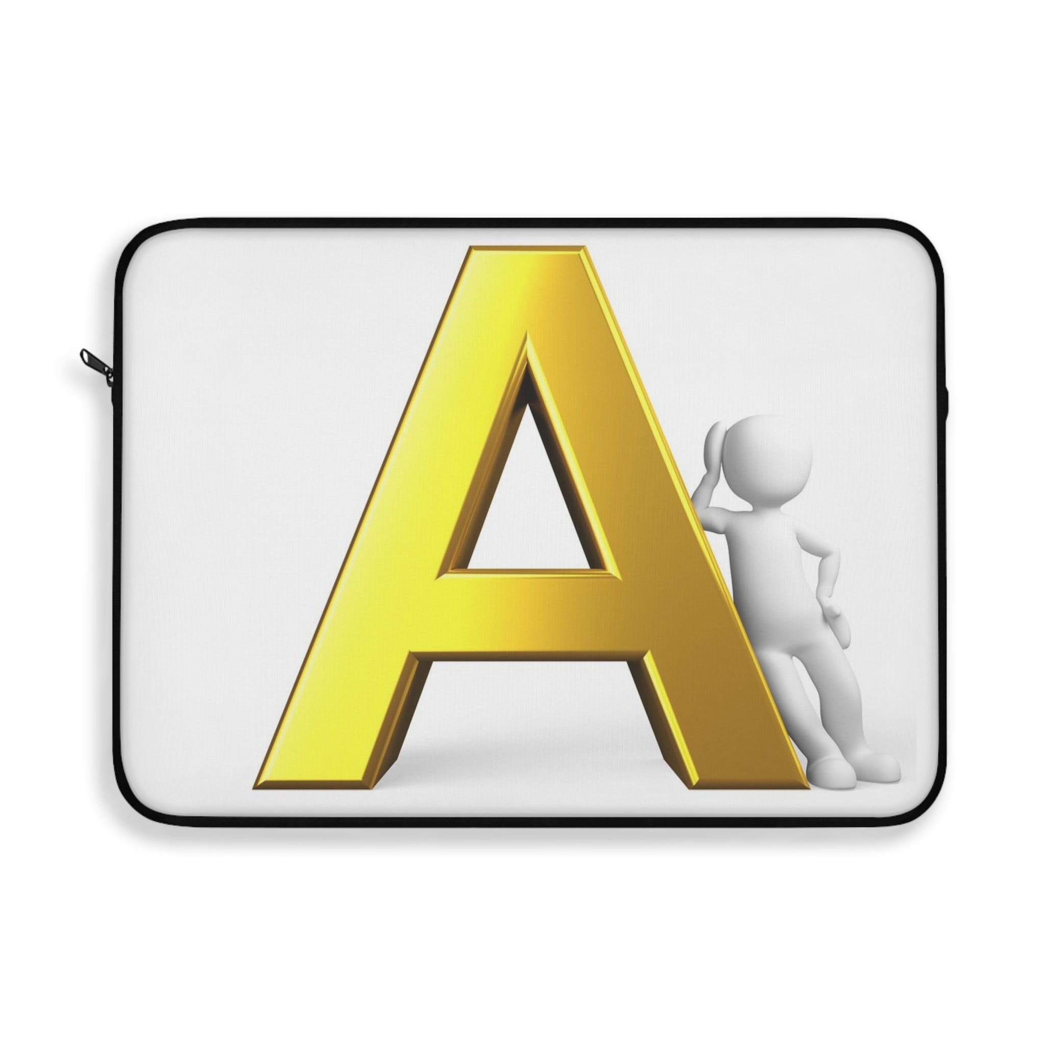 Housse d'ordinateur portable monogramme lettre A dorée | Étui Alphabet initiale A