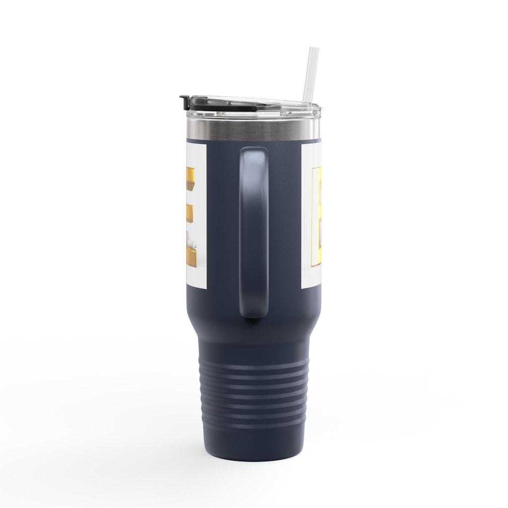 Gold Letter E Monogram Travel Mug | 40oz Insulated Tumbler