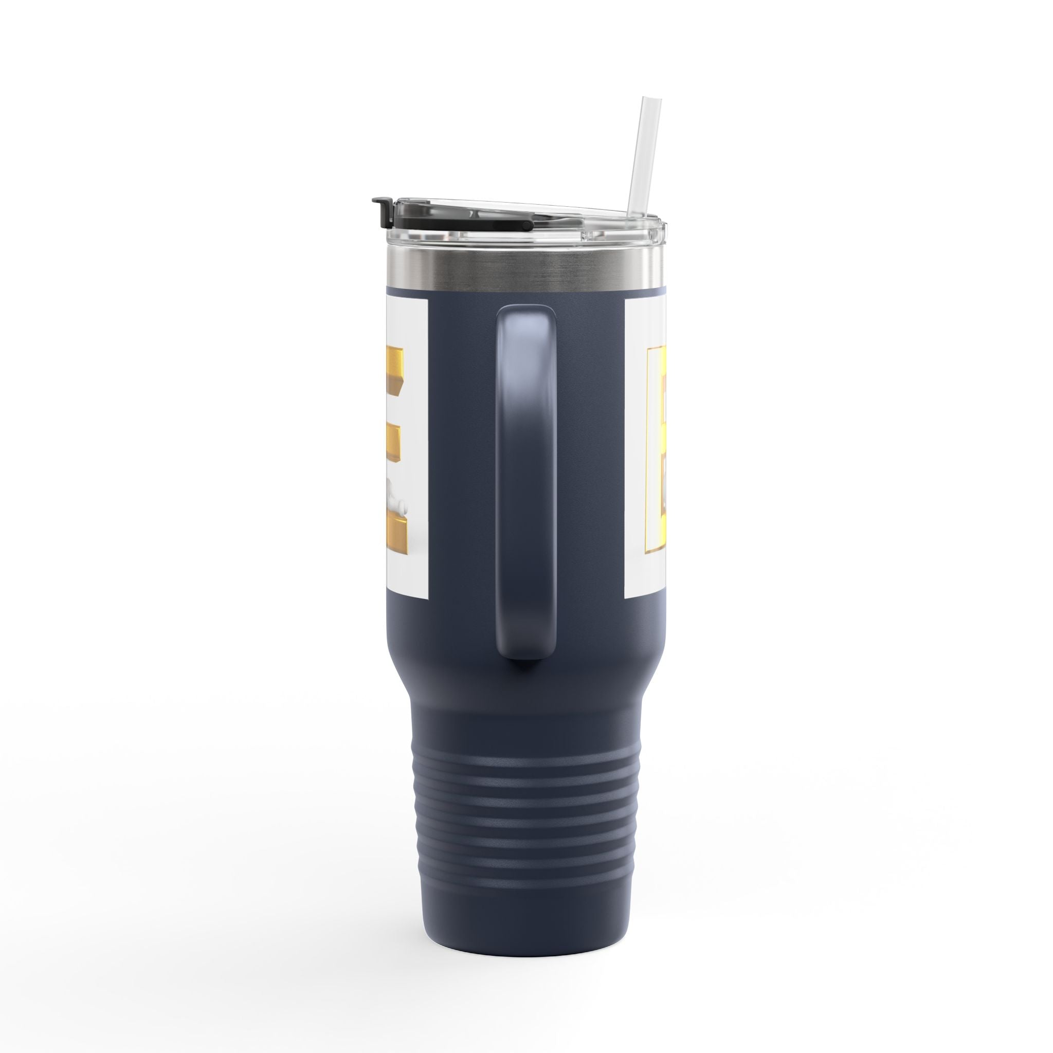 Gold Letter E Monogram Travel Mug | 40oz Insulated Tumbler