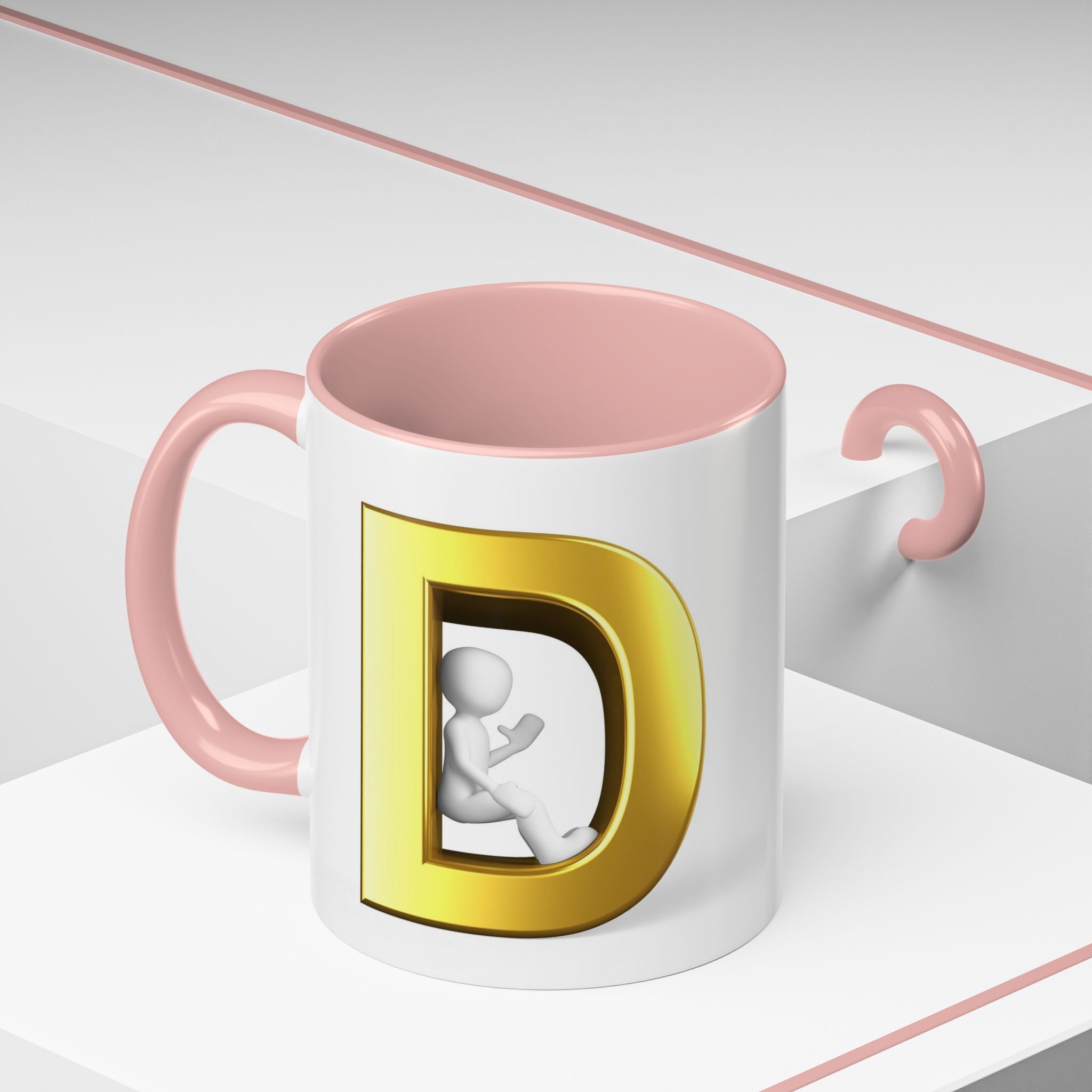 Goldbuchstabe D Monogramm-Tasse | Akzent-Kaffeetasse