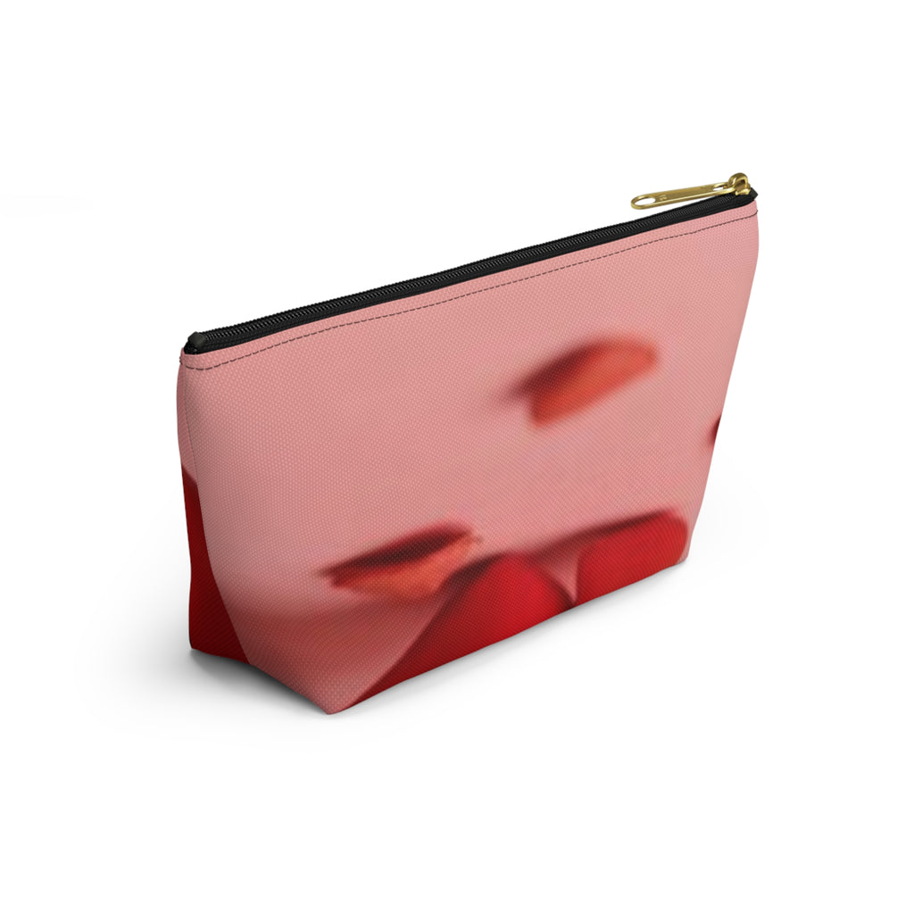 Red Hearts Petals Accessory Pouch