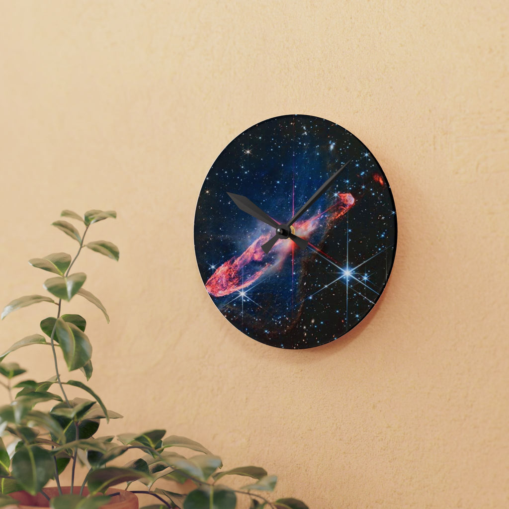 Galaxy Nebula Space Art Acrylic Wall Clock | Cosmic Starburst Decor
