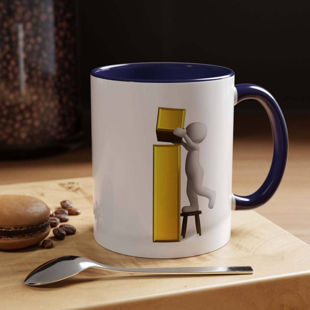 3D Figure Climbing Gold Letter i Mug | Accent Coffee Mug