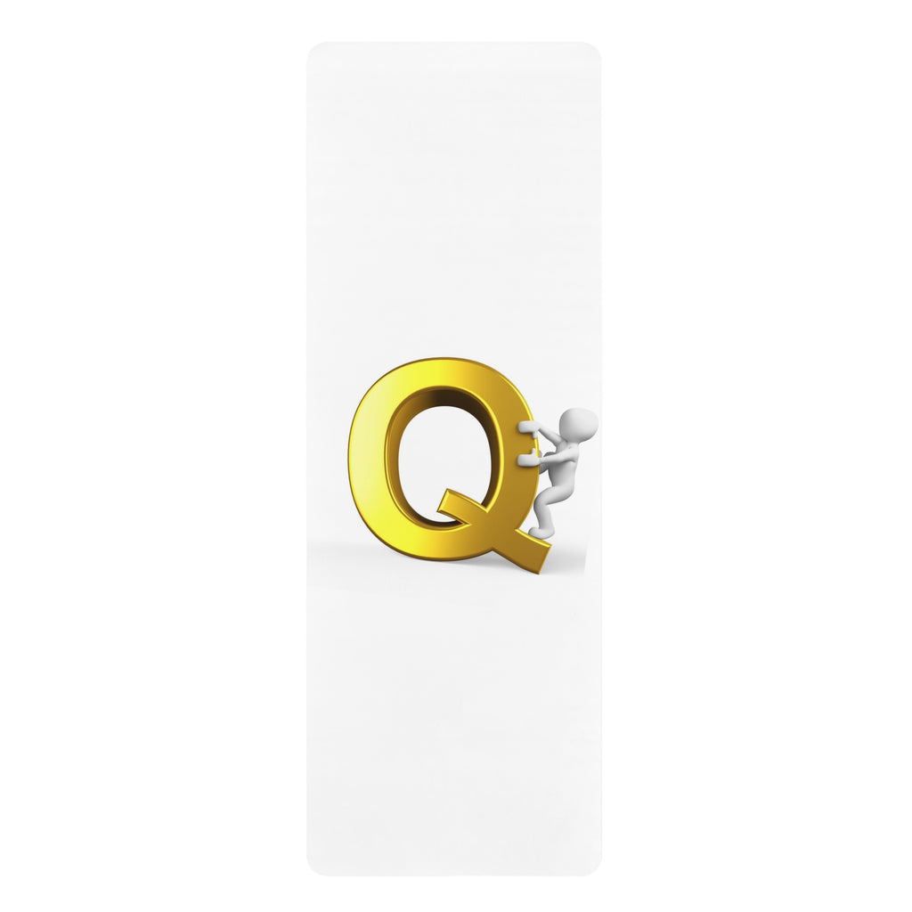 3D Gold Letter Q with Figure Rubber Yoga Mat | Alphabet Initial Monogram