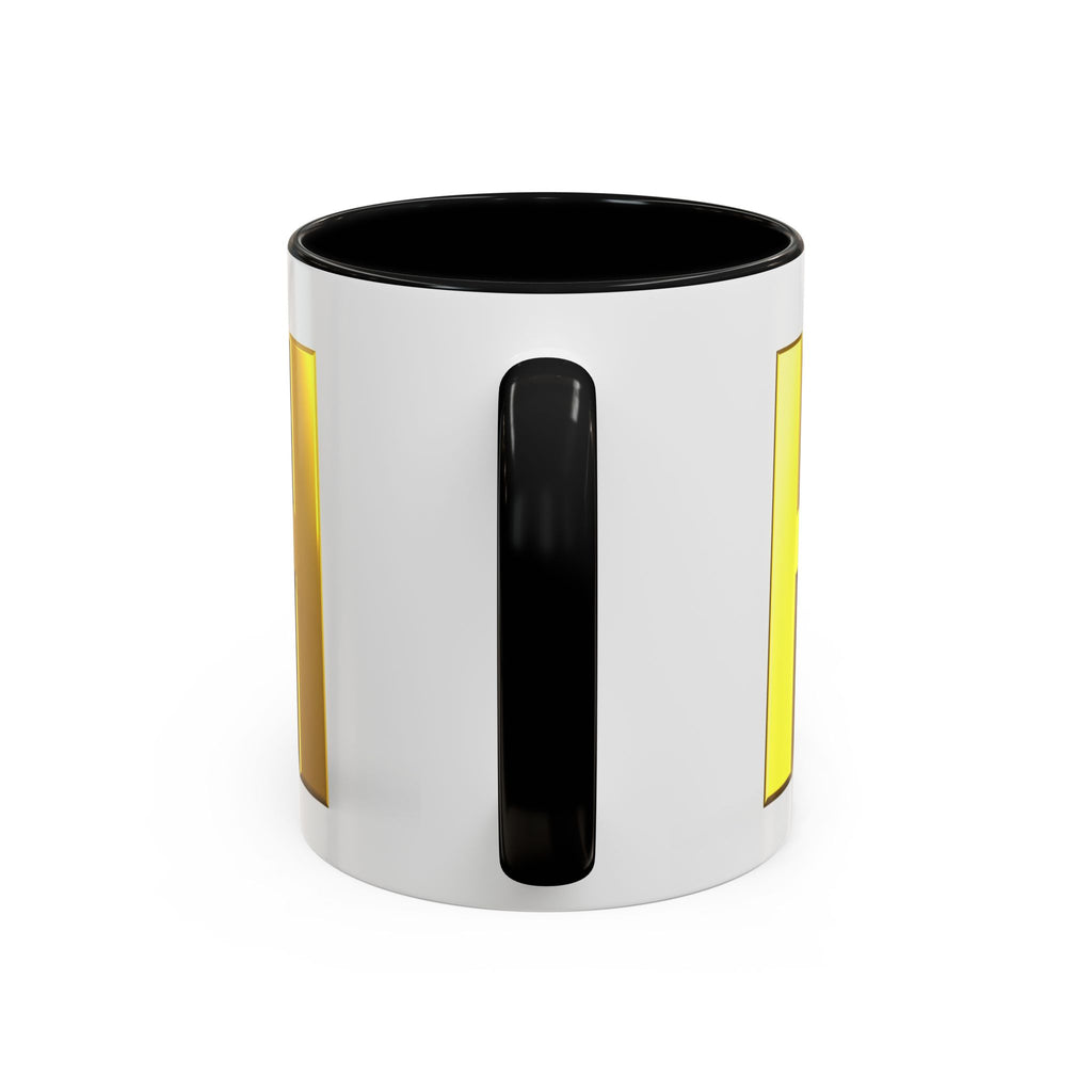 Mug en céramique avec bonhomme allumette 3D accroché à la lettre H dorée | Mug à anse de couleur