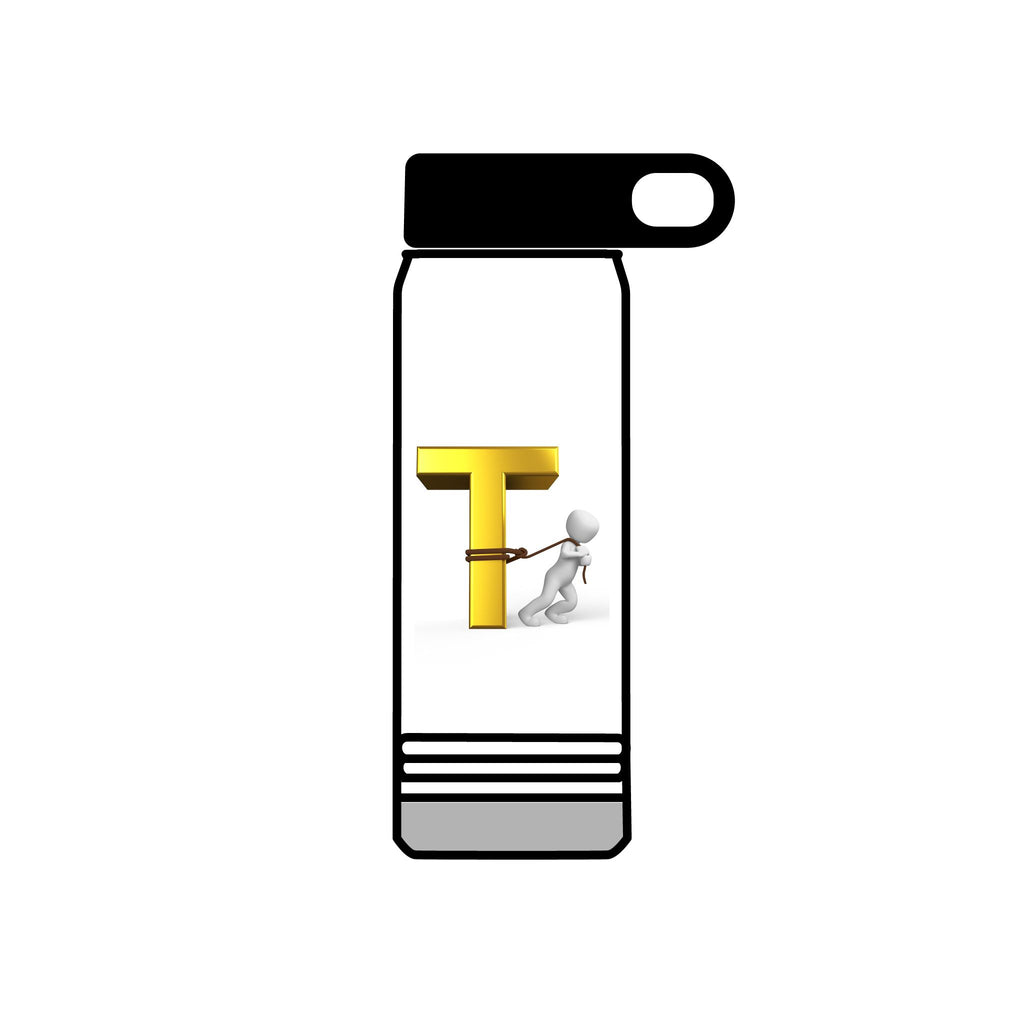 3D Gold Letter T with Figure Water Bottle | 20oz