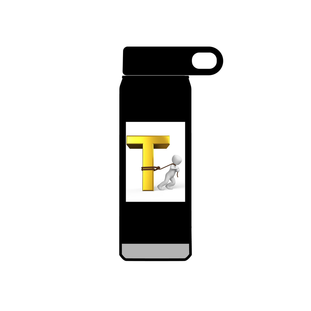 3D Gold Letter T with Figure Water Bottle | 20oz