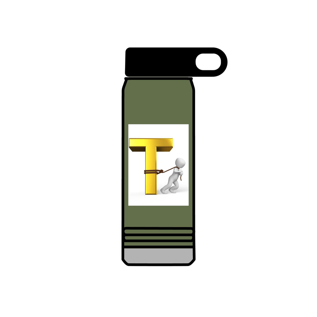 3D Gold Letter T with Figure Water Bottle | 20oz