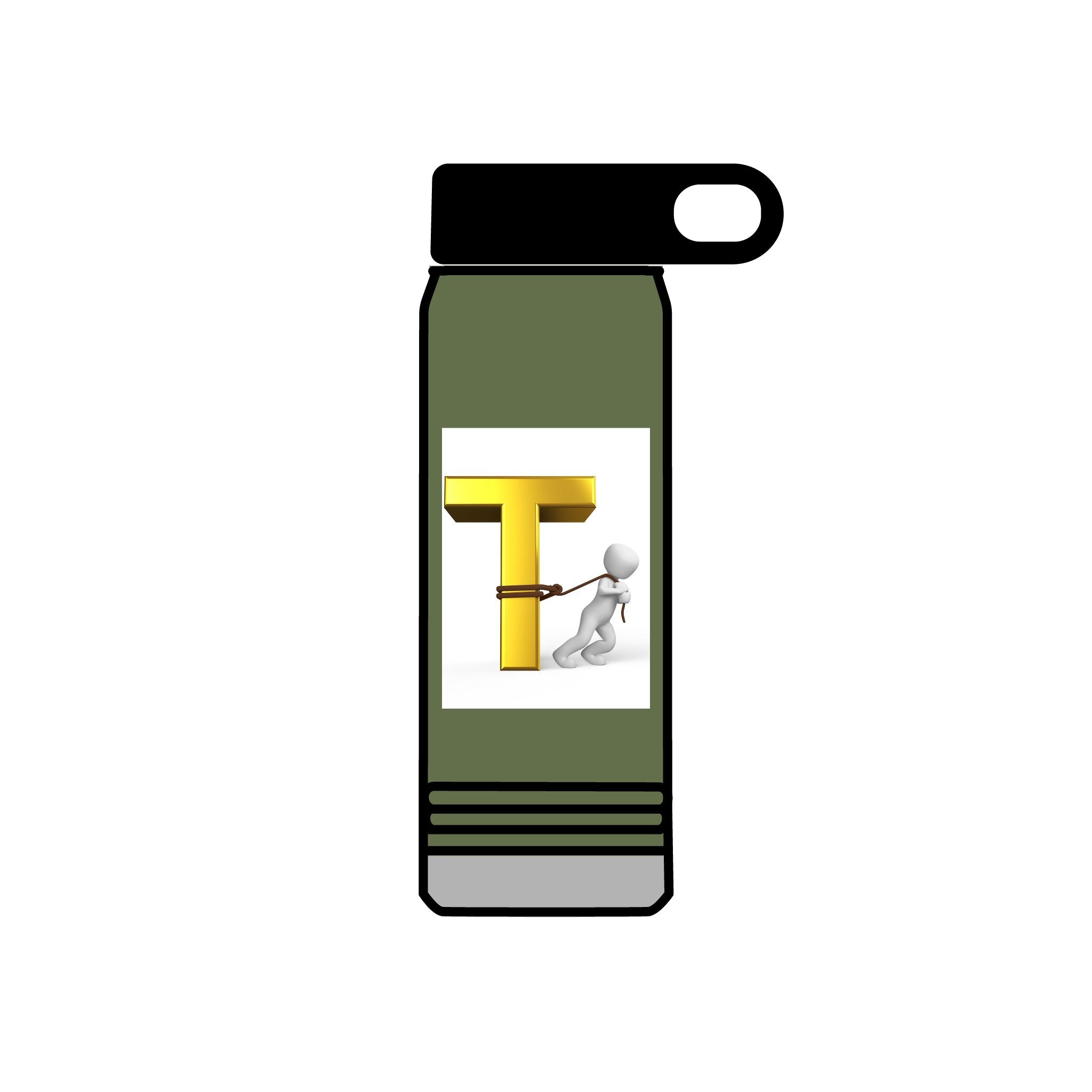 3D Gold Letter T with Figure Water Bottle | 20oz