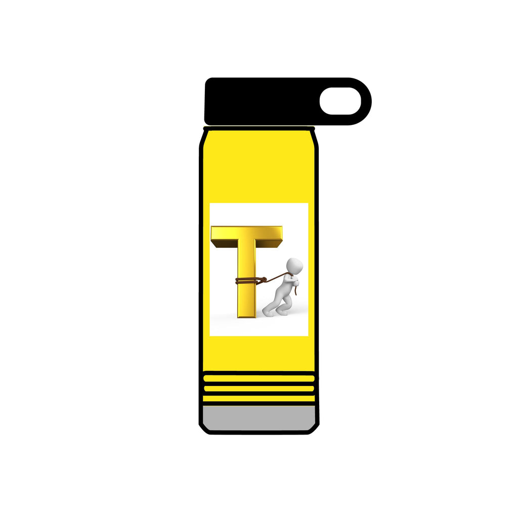 3D Gold Letter T with Figure Water Bottle | 20oz