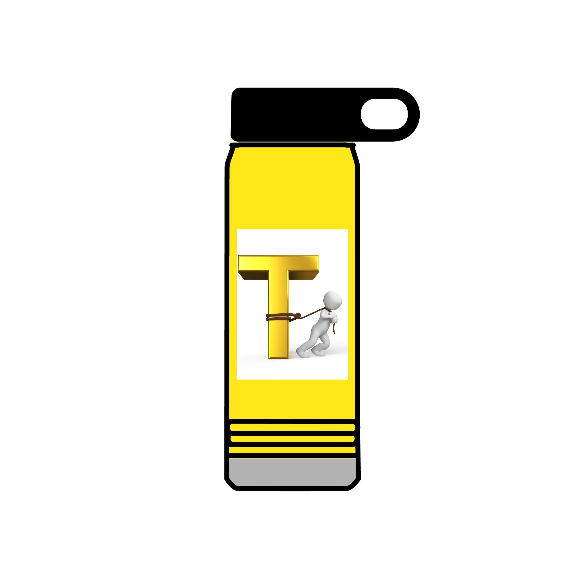 3D Gold Letter T with Figure Water Bottle | 20oz