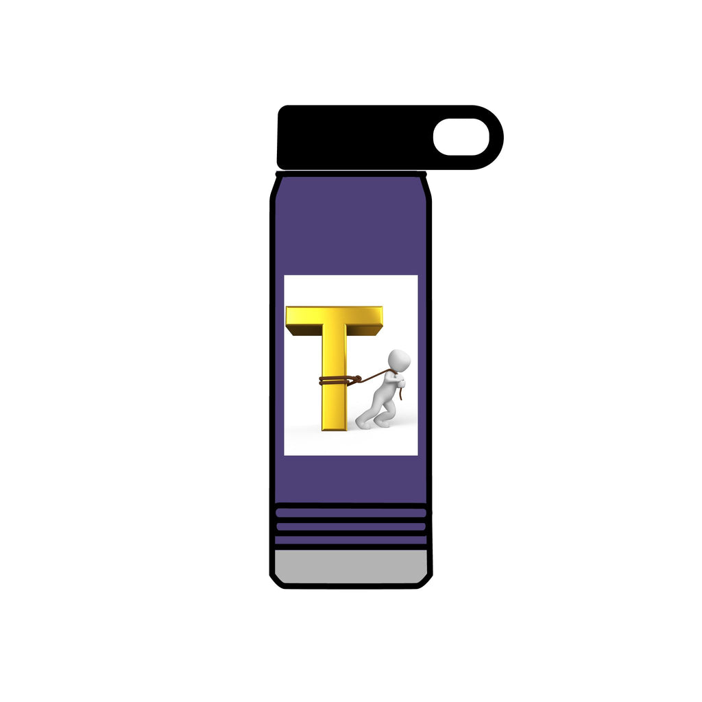 3D Gold Letter T with Figure Water Bottle | 20oz