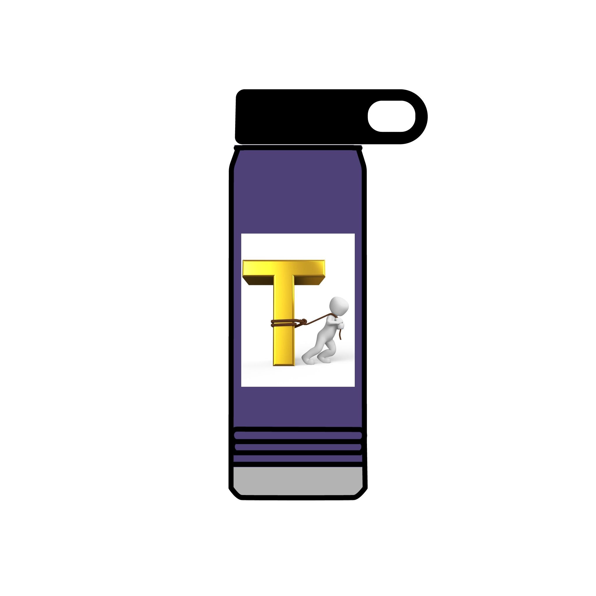 3D Gold Letter T with Figure Water Bottle | 20oz