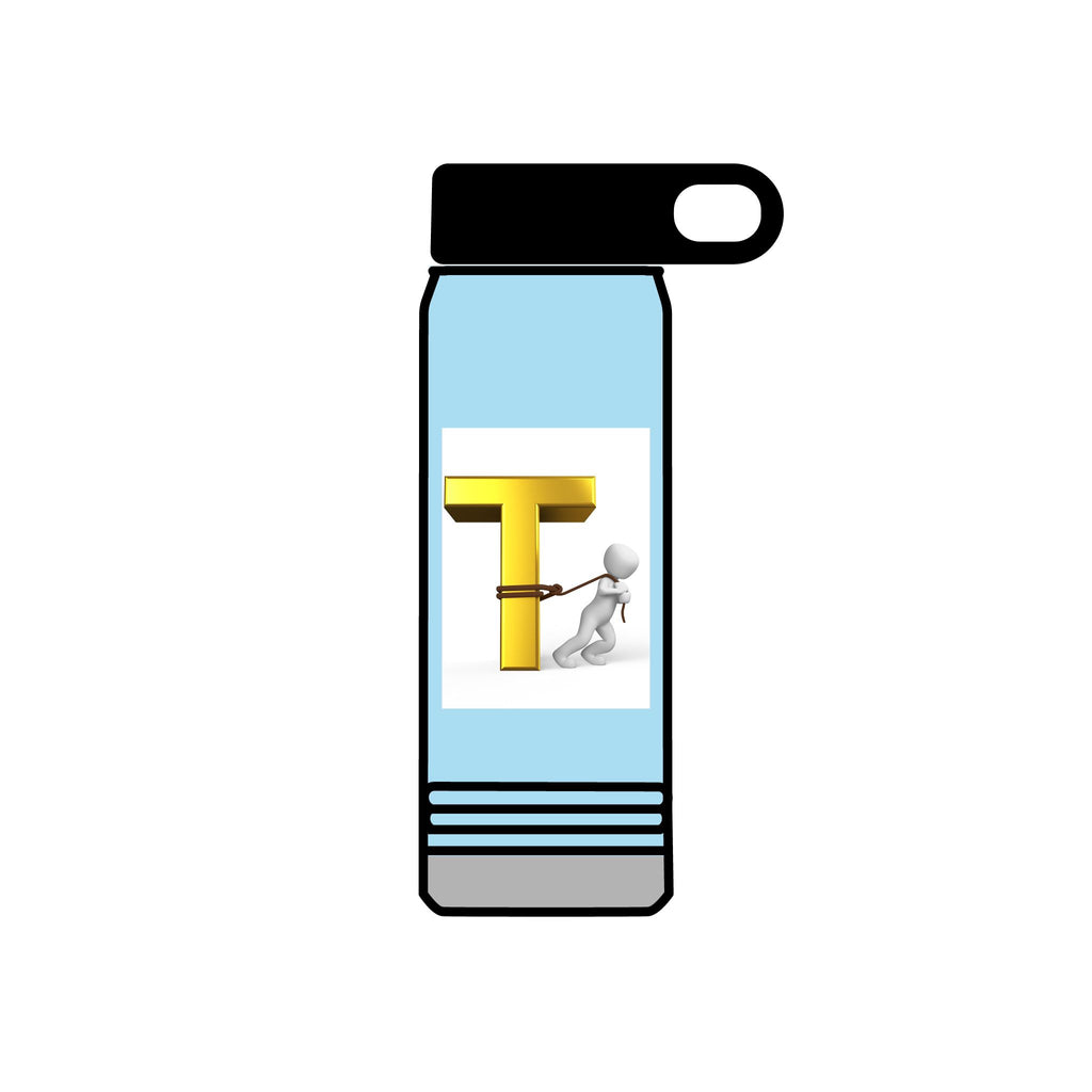 3D Gold Letter T with Figure Water Bottle | 20oz