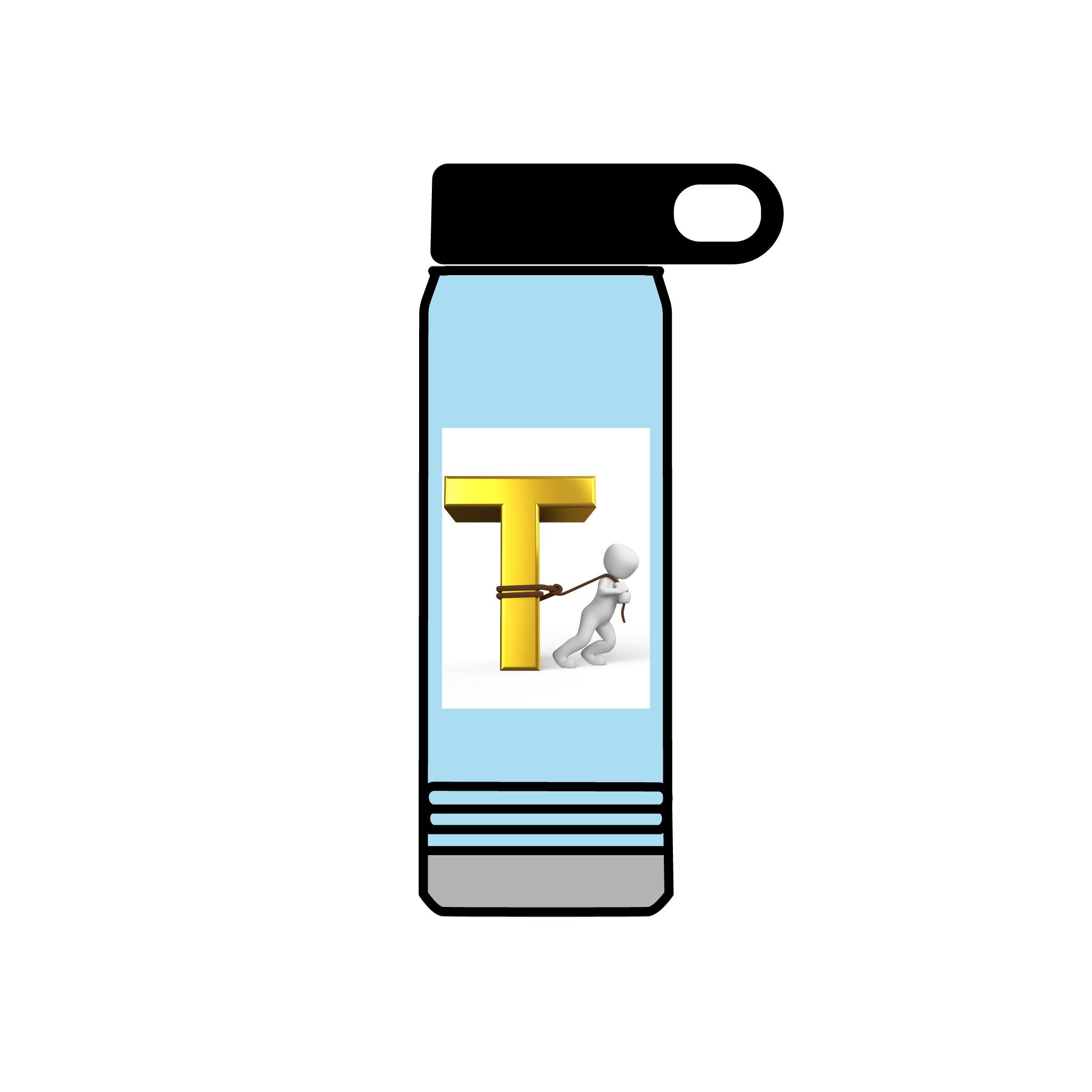 3D Gold Letter T with Figure Water Bottle | 20oz