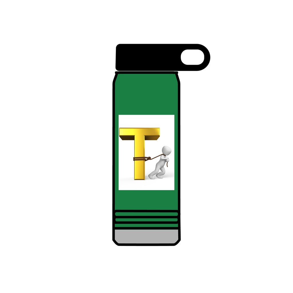3D Gold Letter T with Figure Water Bottle | 20oz