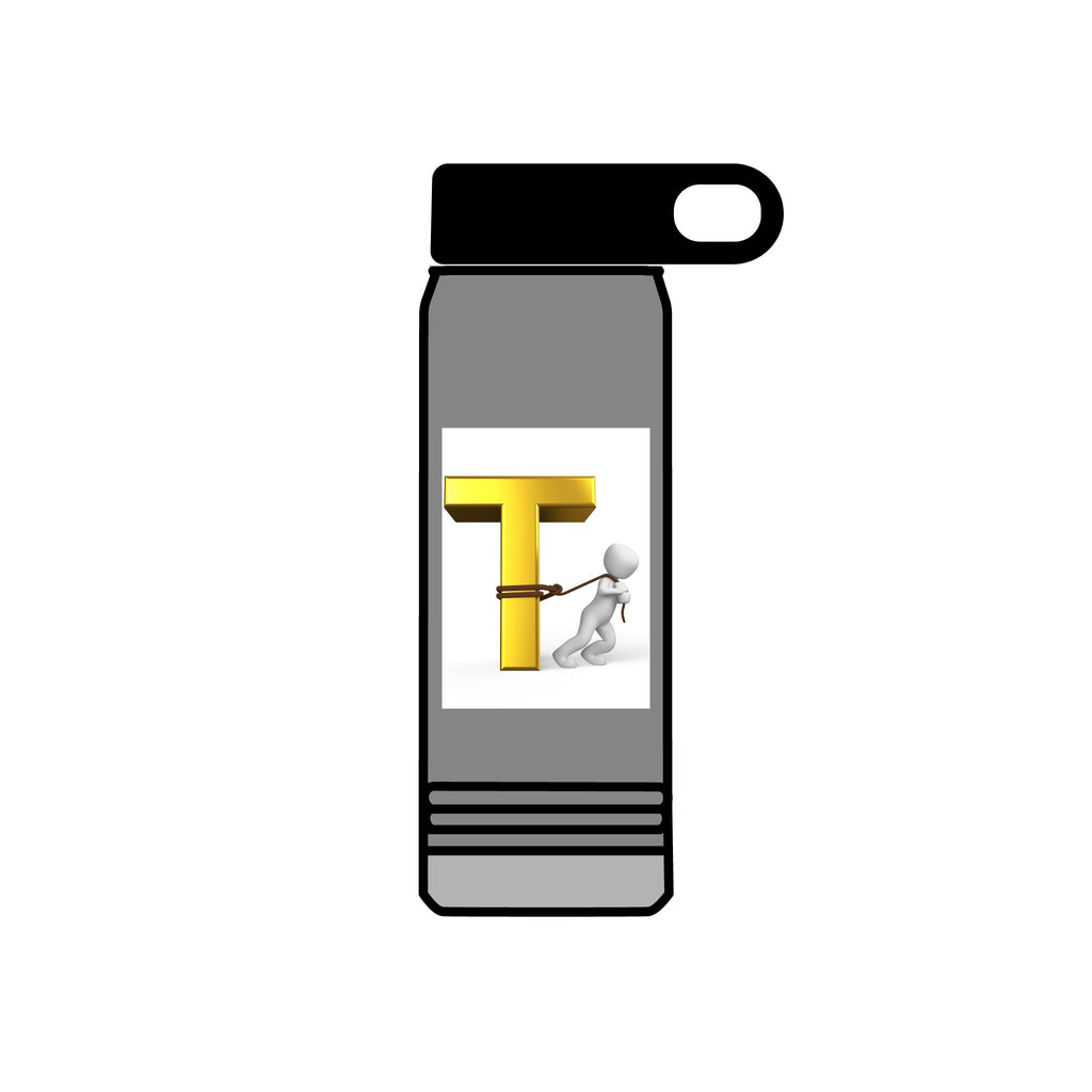 3D Gold Letter T with Figure Water Bottle | 20oz