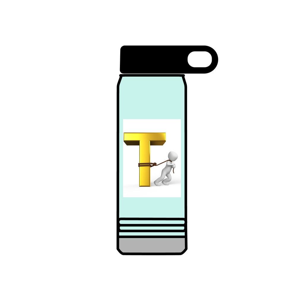 3D Gold Letter T with Figure Water Bottle | 20oz